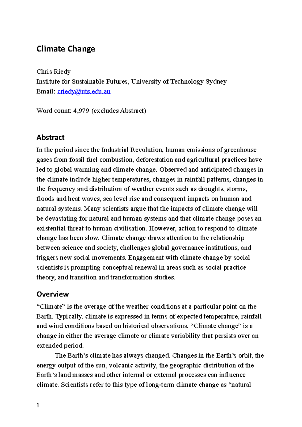 Climatechange - dwsd - Climate Change Chris Riedy Institute for ...