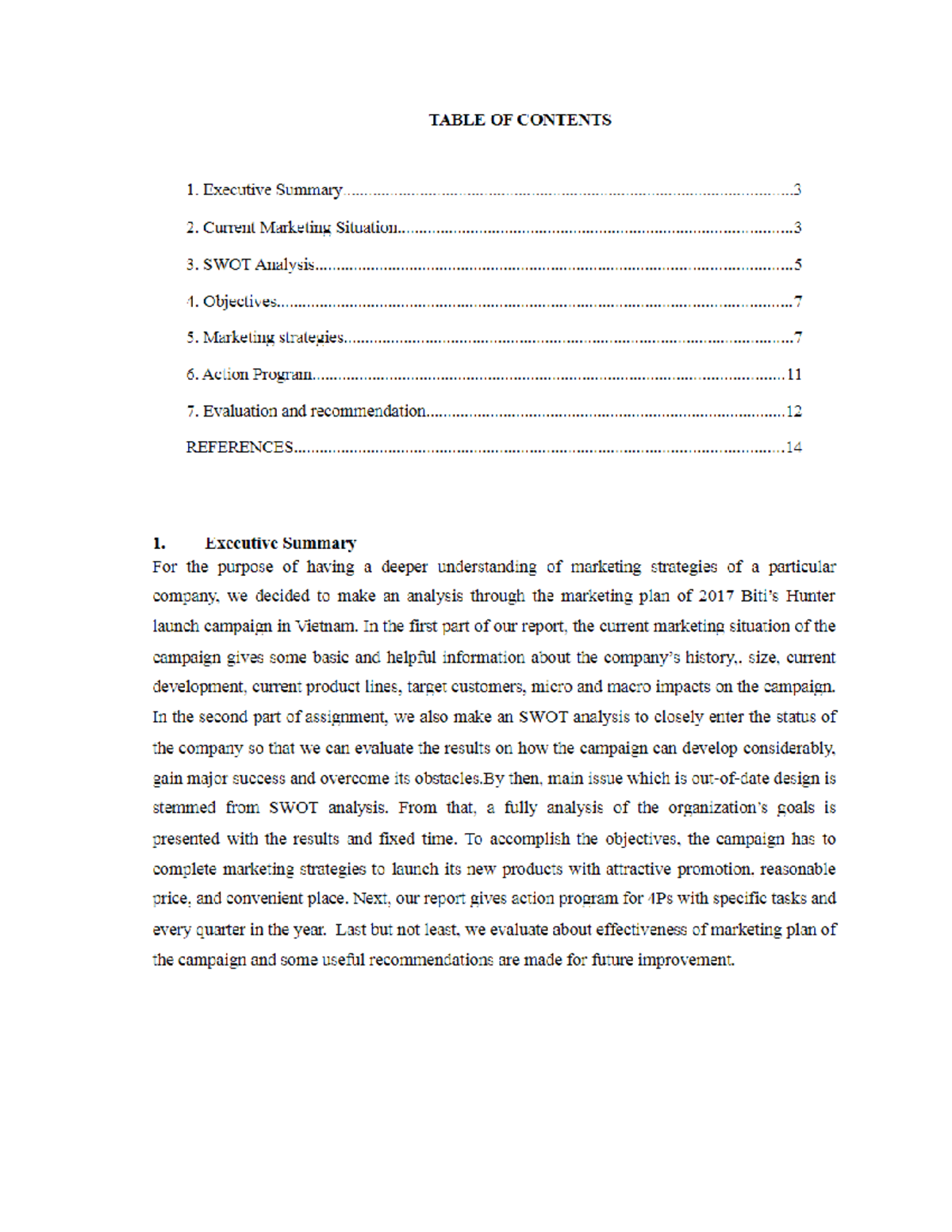 Project Mẫu - Co Len - Principle Of Marketing - Swot Analysis - Studocu