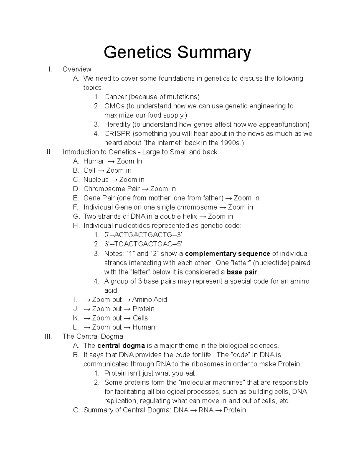 genetics essay summary