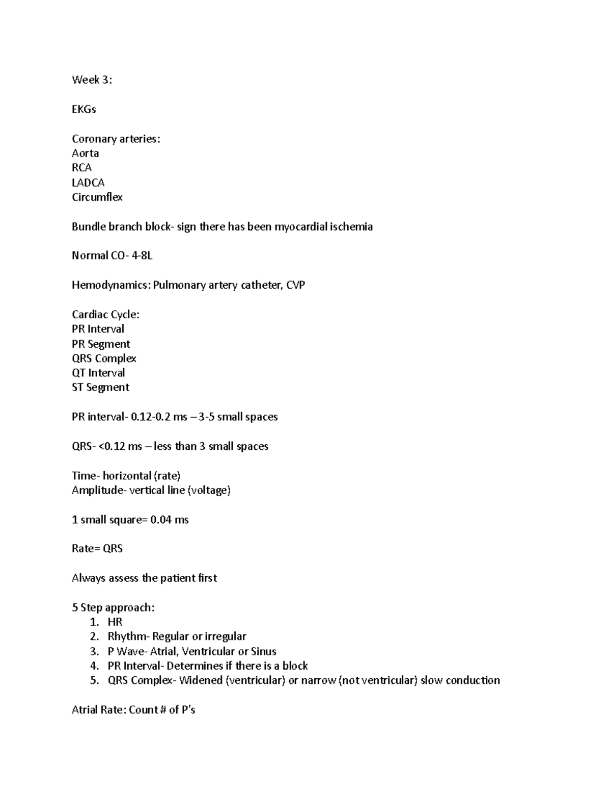 Week3 - Lecture Notes- Cardiac Week 3 - Week 3: EKGs Coronary Arteries ...