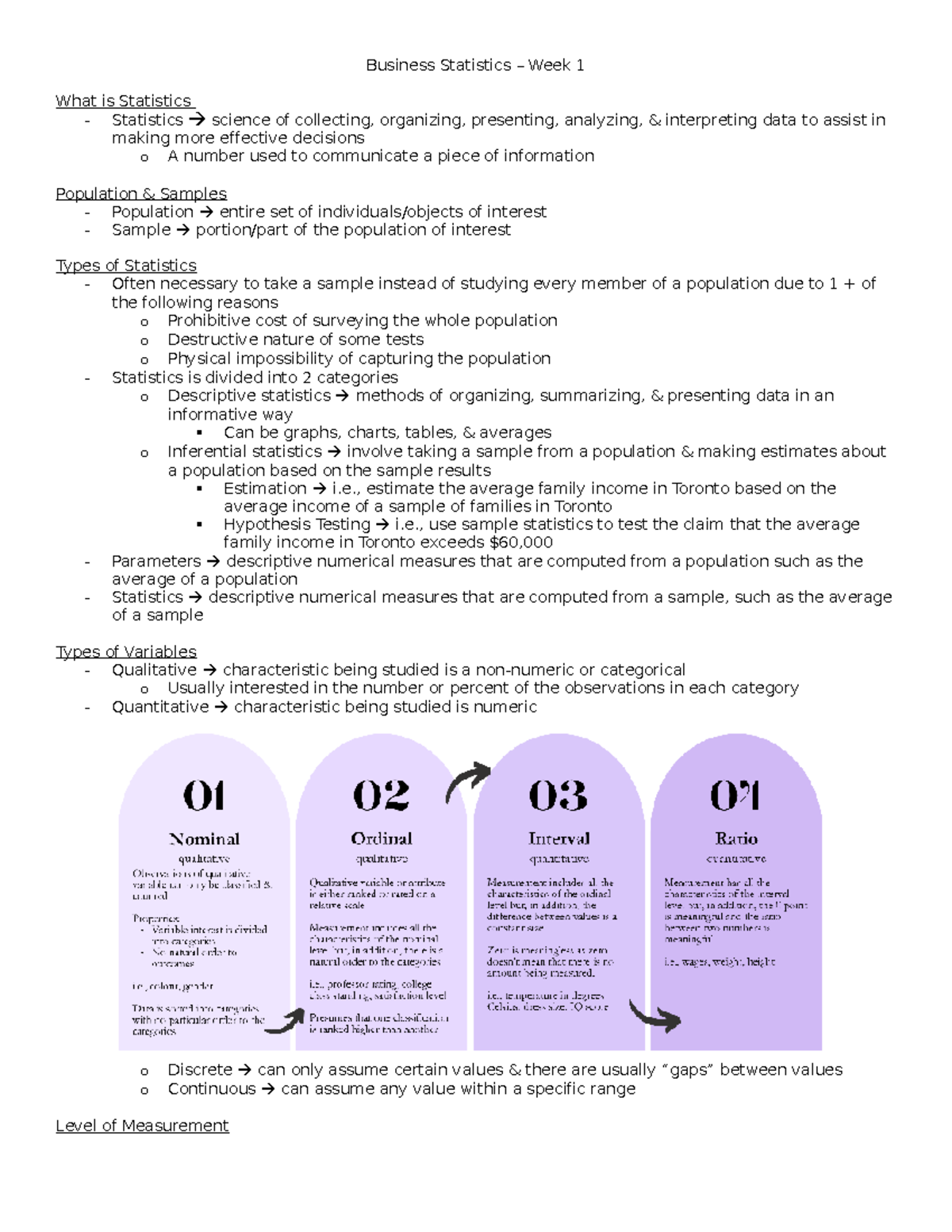 Statistics Study Guide - Business Statistics – Week 1 What is ...