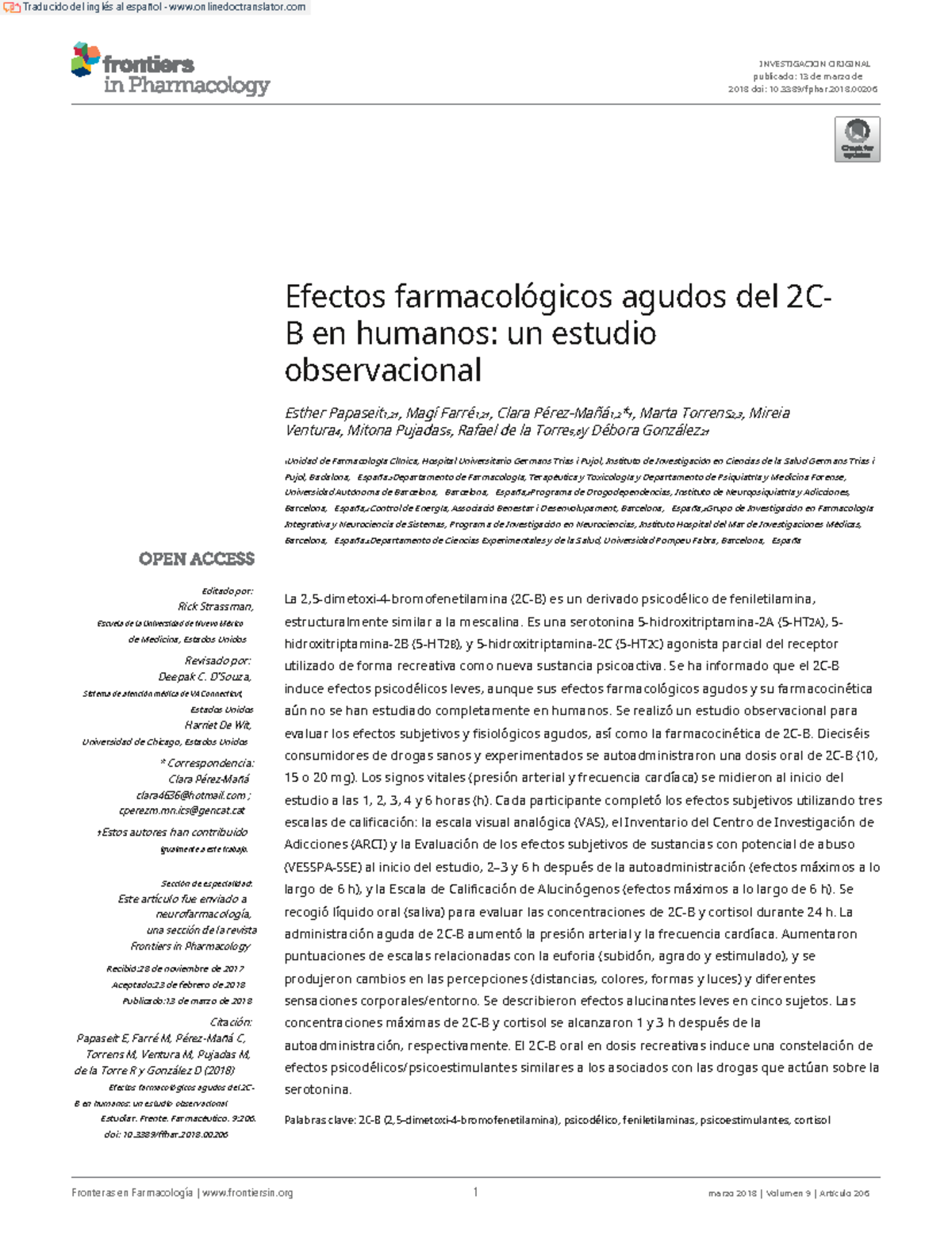 Paper 9b. Acute pharmacological effects of 2C-B in humans ...