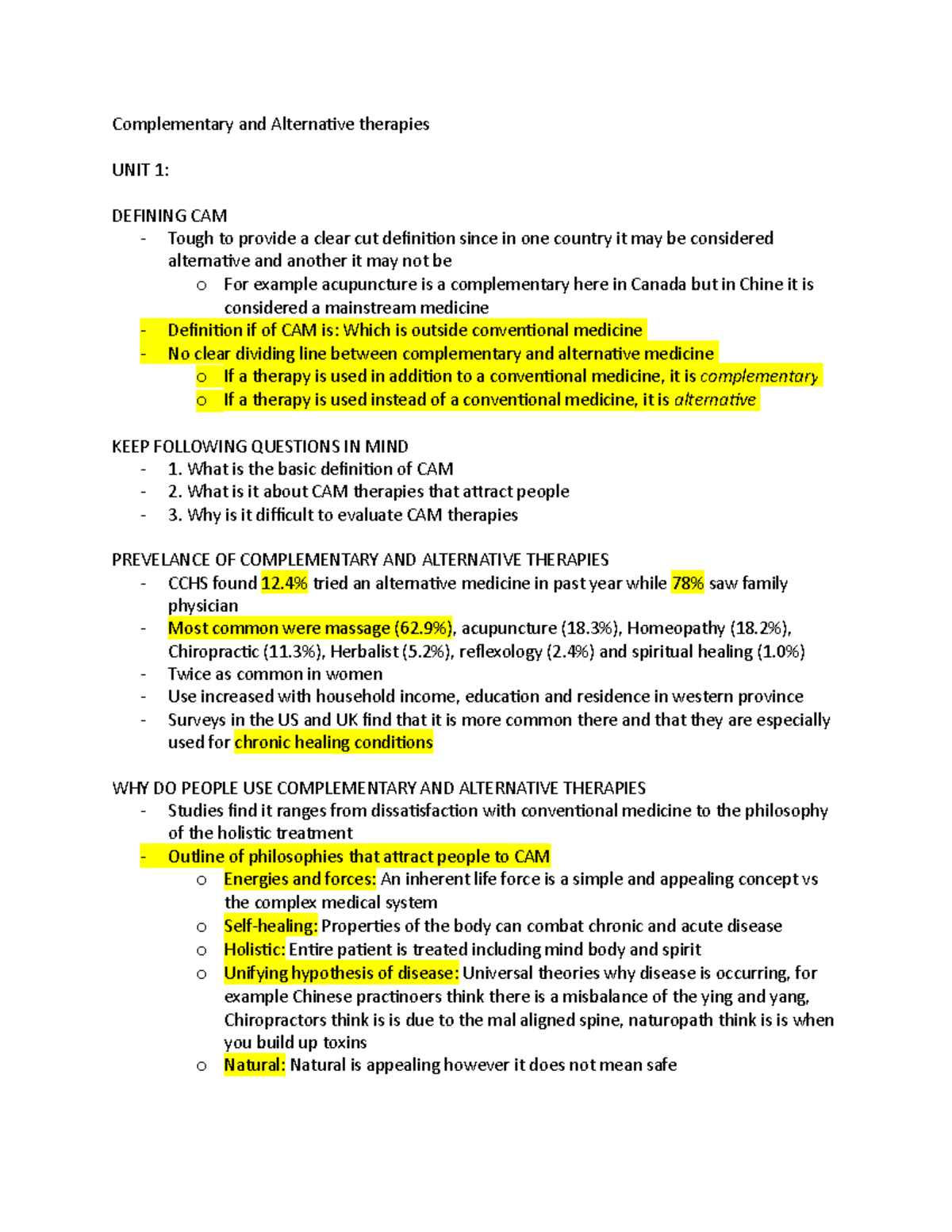 Complementary and Alternative therapies - What is the basic deiniion of ...