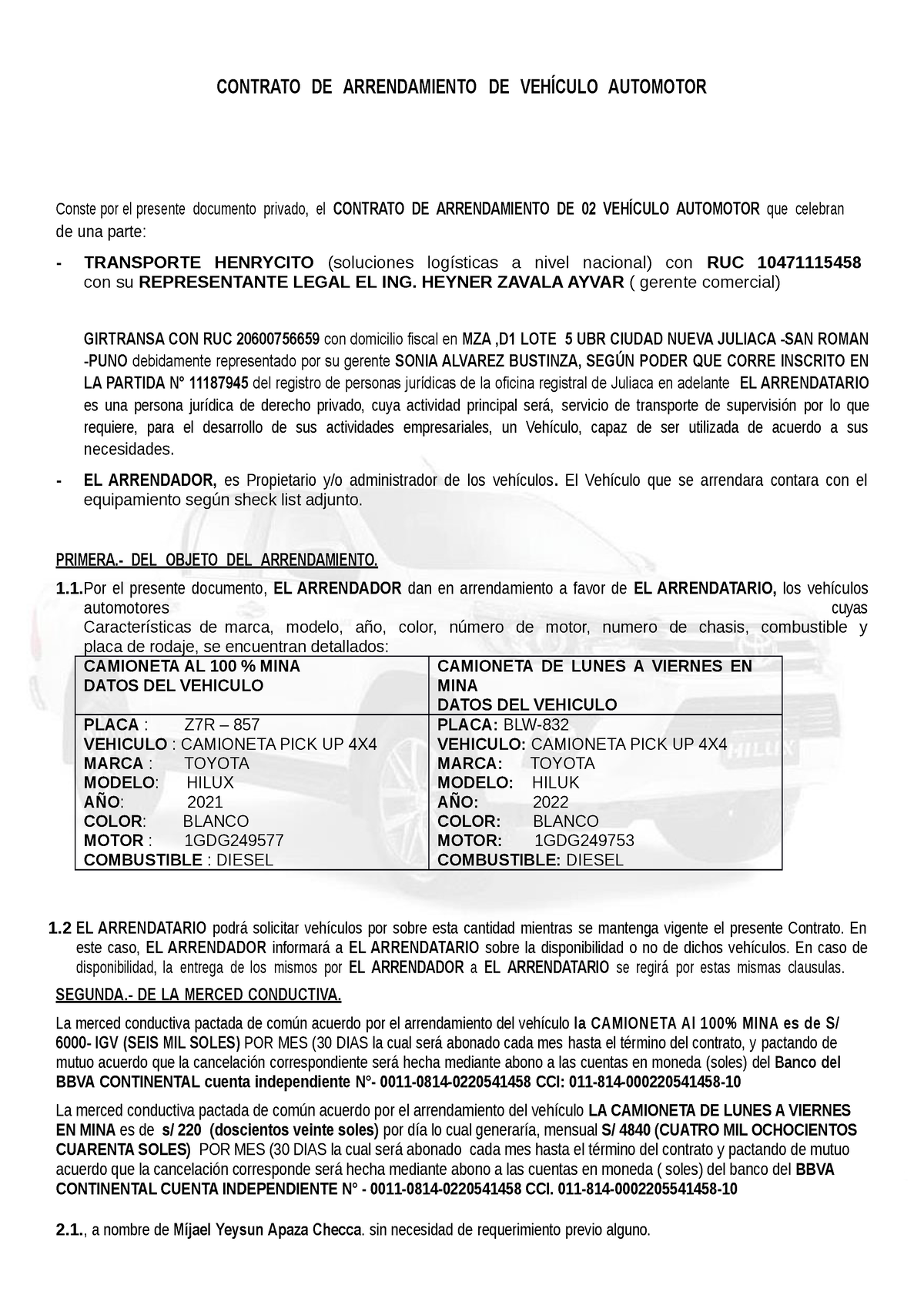 Contrato arrendamiento de vehiculo 2022 - CONTRATO DE ARRENDAMIENTO DE  VEHÍCULO AUTOMOTOR Conste por - Studocu