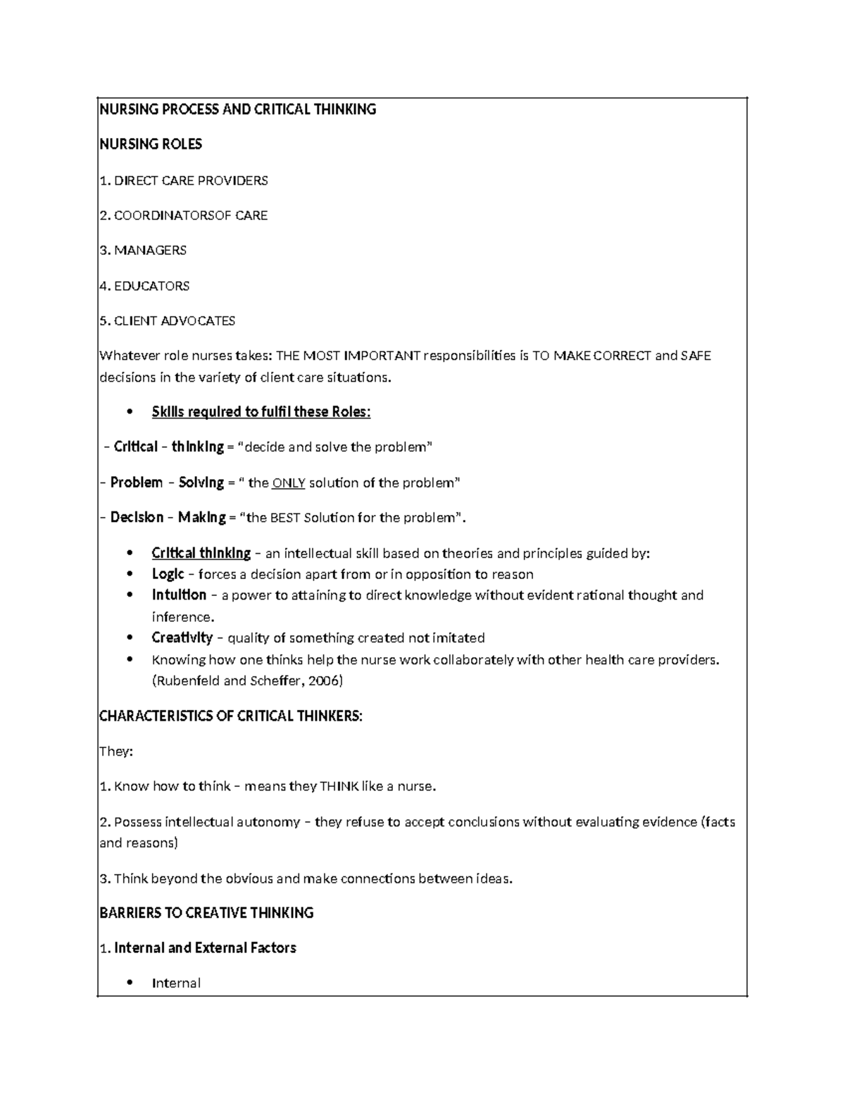 Nursing Process AND Critical Thinking - NURSING PROCESS AND CRITICAL ...
