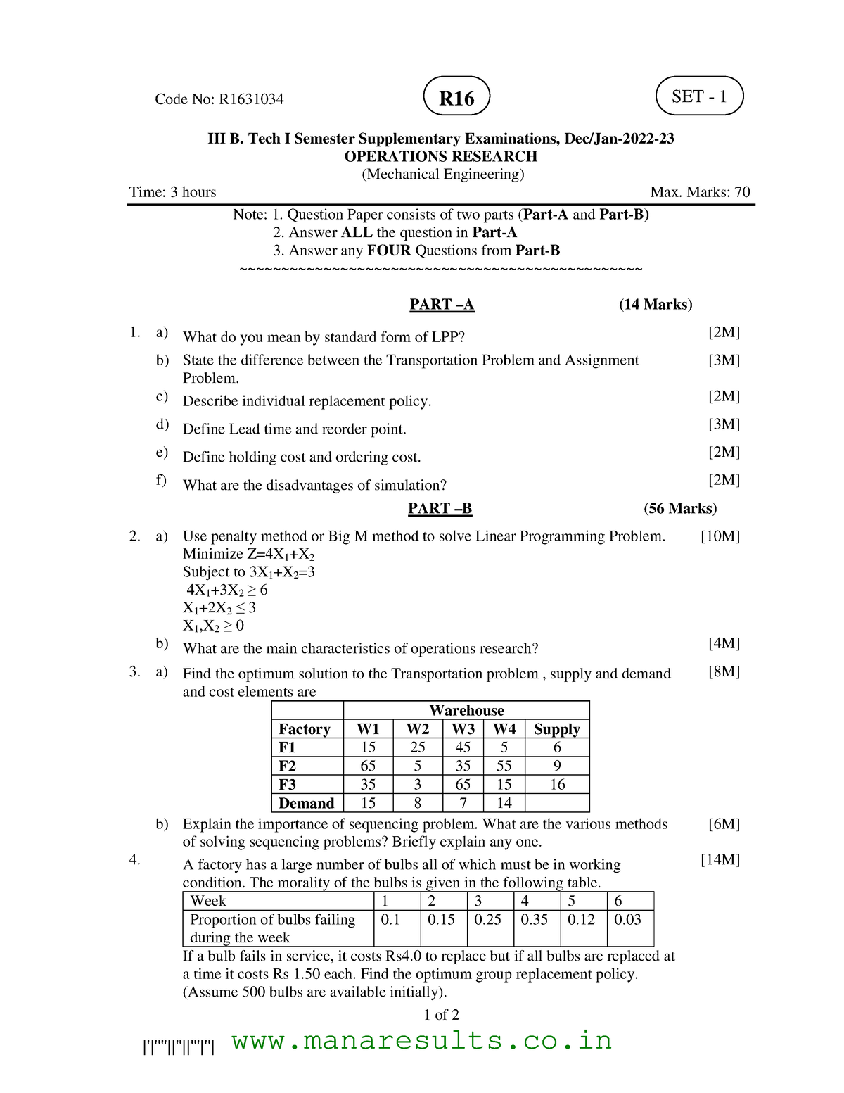 operations research question bank with answers pdf