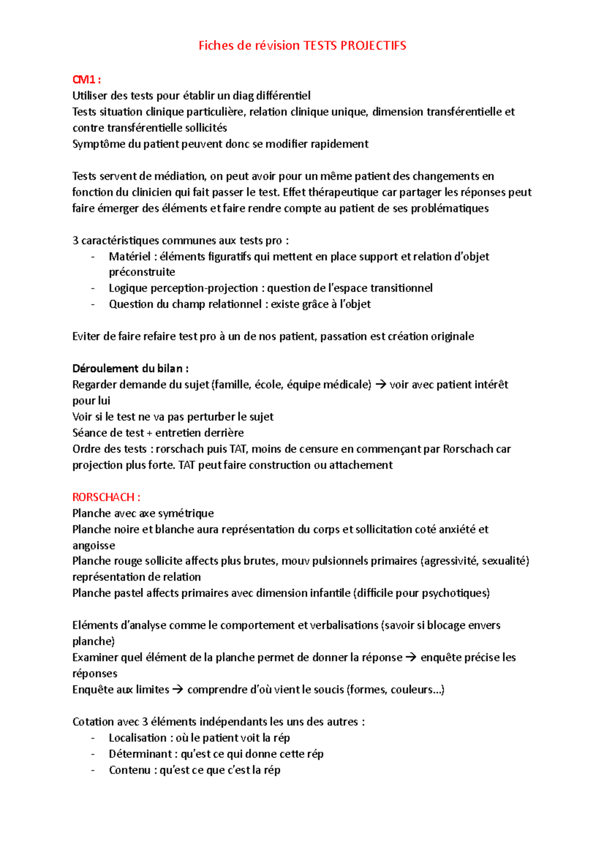 Fiche de révision tests projectifs 2021/2022 - CM1 : Utiliser des tests ...