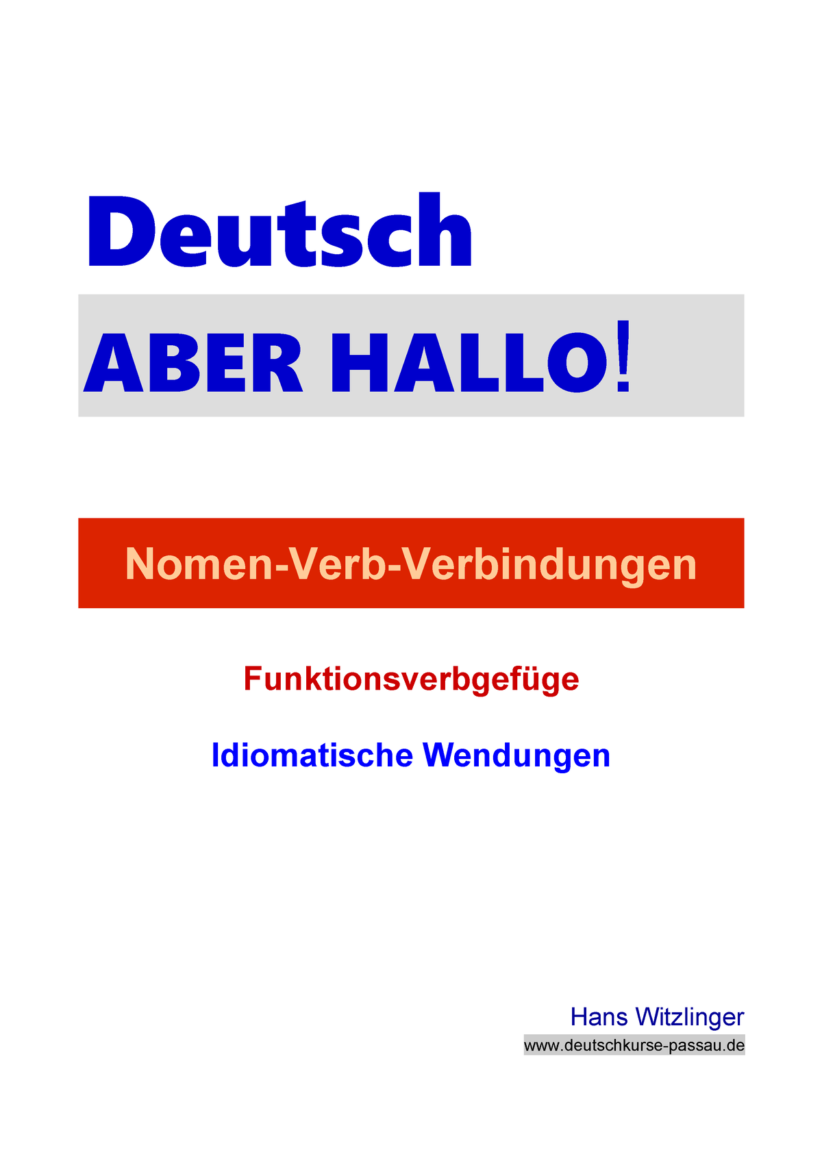 Nomen Verb Verbindungen - Deutsch ABER HALLO! Nomen-Verb-Verbindungen ...