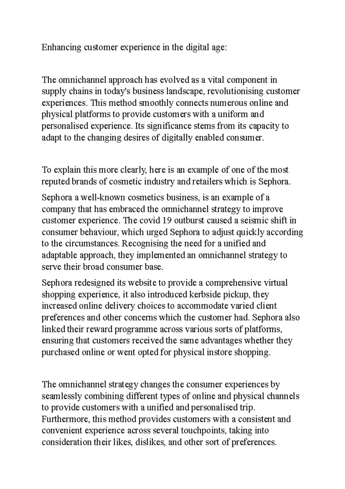 Scm ref - its a reflection based on omnichannel strategy - Enhancing ...