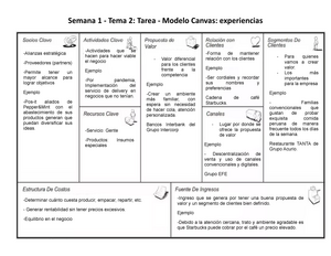 Modelo Canvas - Starbucks - Semana 1 - Tema 2: Tarea - Modelo Canvas:  experiencias Valor diferencial - Studocu