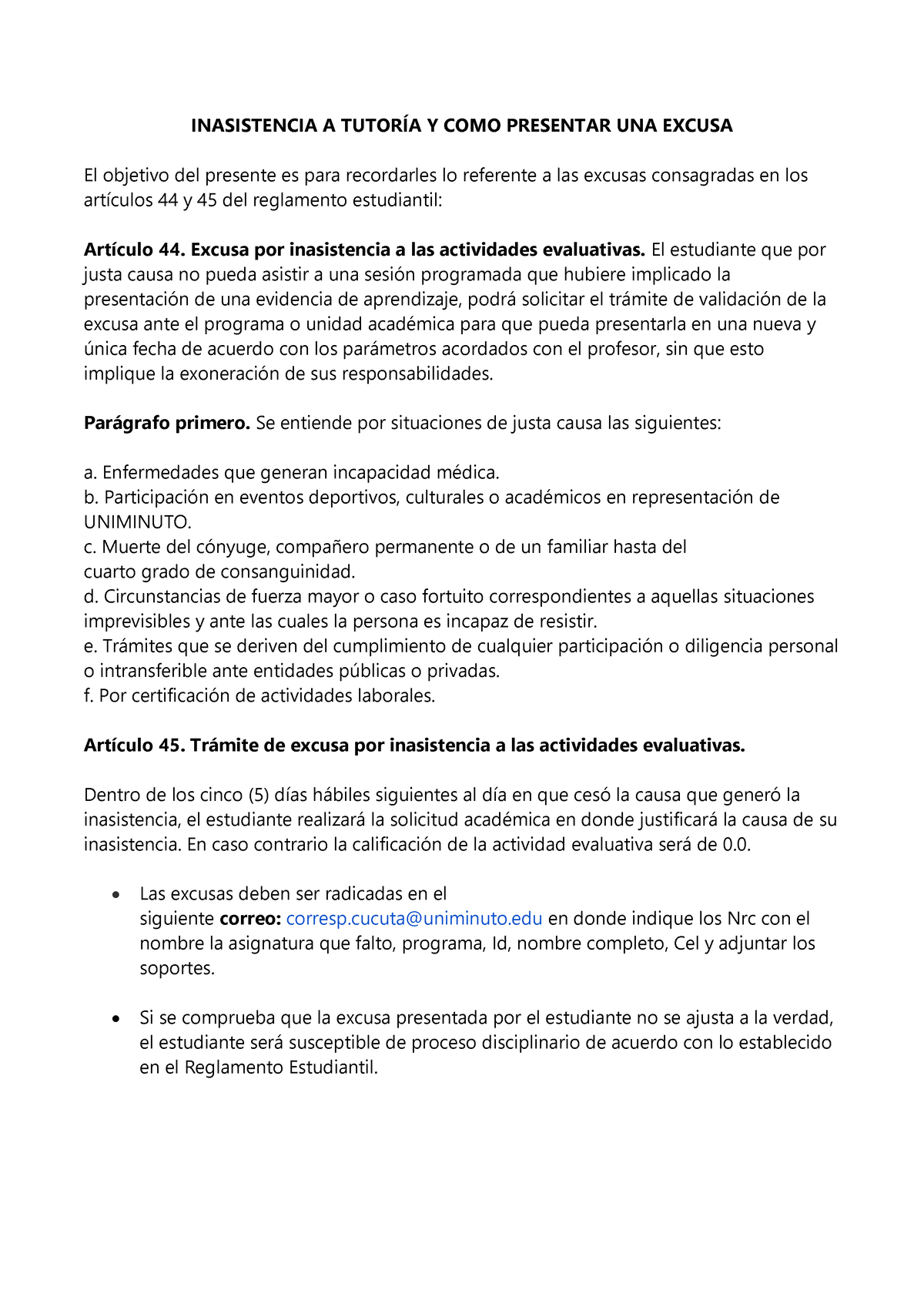 Excusa PASO A PASO - INASISTENCIA A TUTORÍA Y COMO PRESENTAR UNA EXCUSA ...