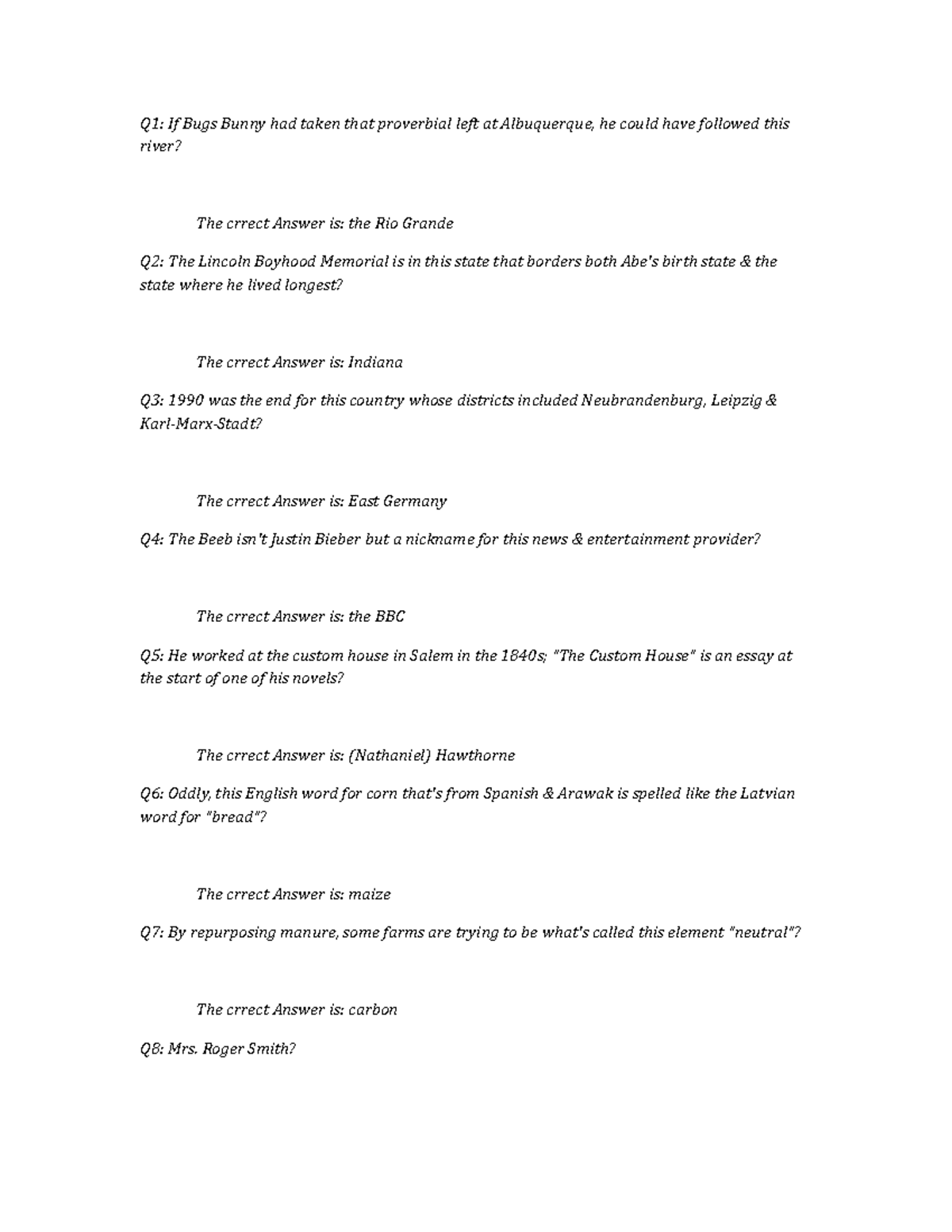 2 Report for OYCR book Q1 If Bugs Bunny had taken that proverbial