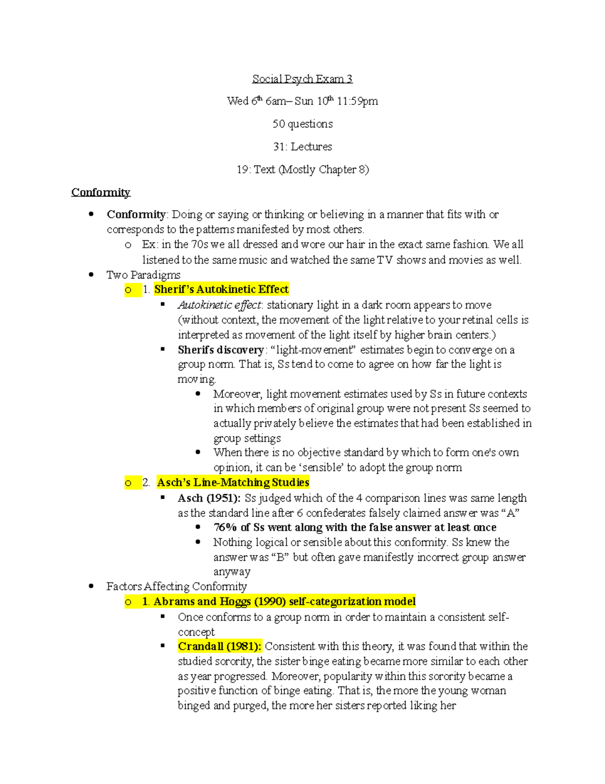 Social Psychology Exam 3 - Social Psych Exam 3 Wed 6th 6am– Sun 10th 11 ...