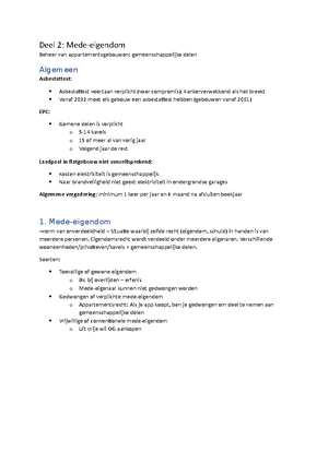 Samenvatting Vastgoed Mede-eigendom - Mede-eigendom Mede-eigendom Is ...