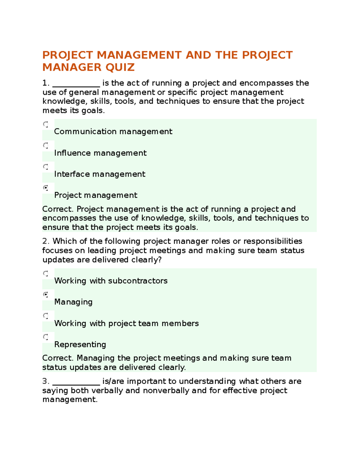 Module 4 Project Management AND THE Project Manager QUIZ - C722 - WGU ...