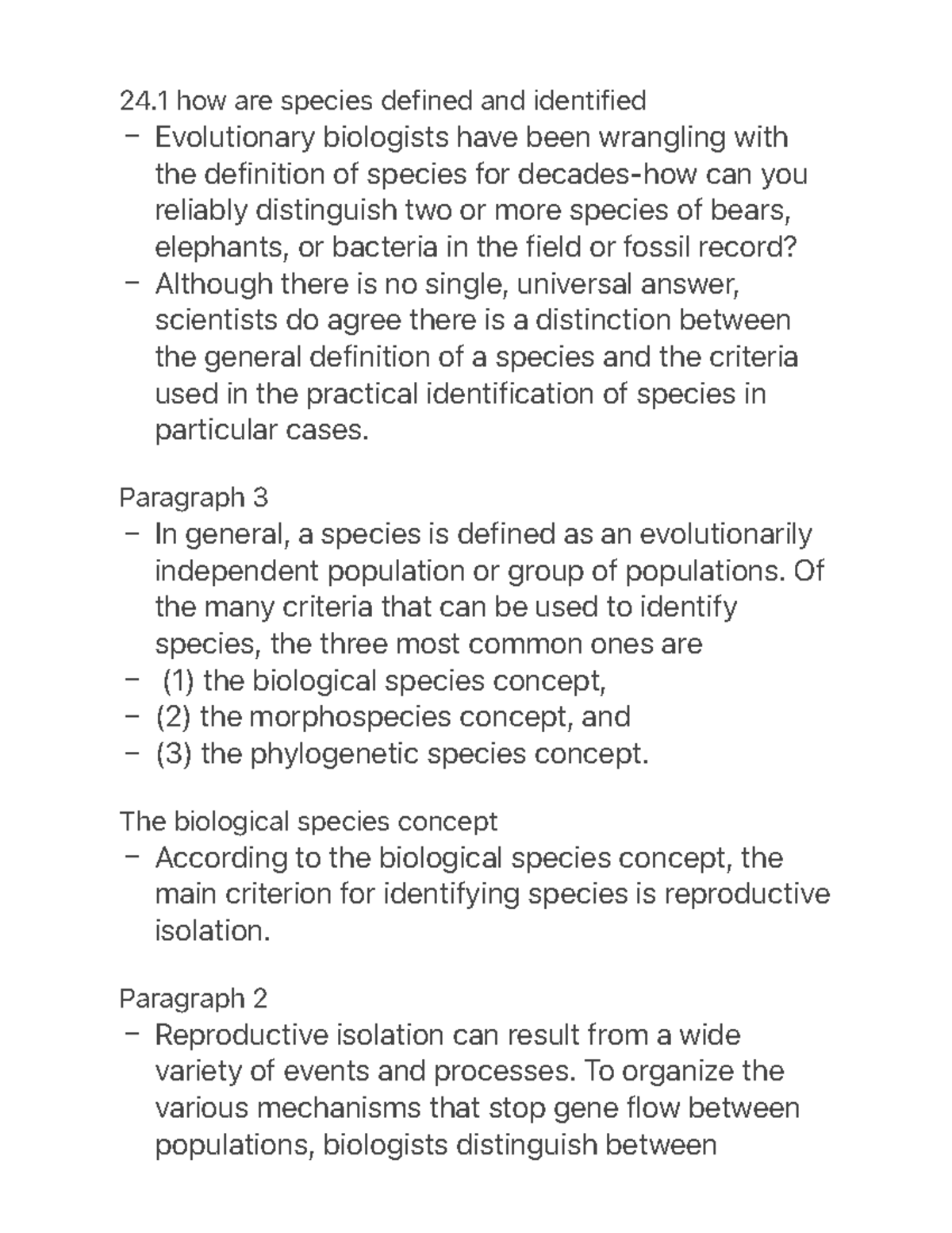 24.1 how are species defined and identified 24 how are