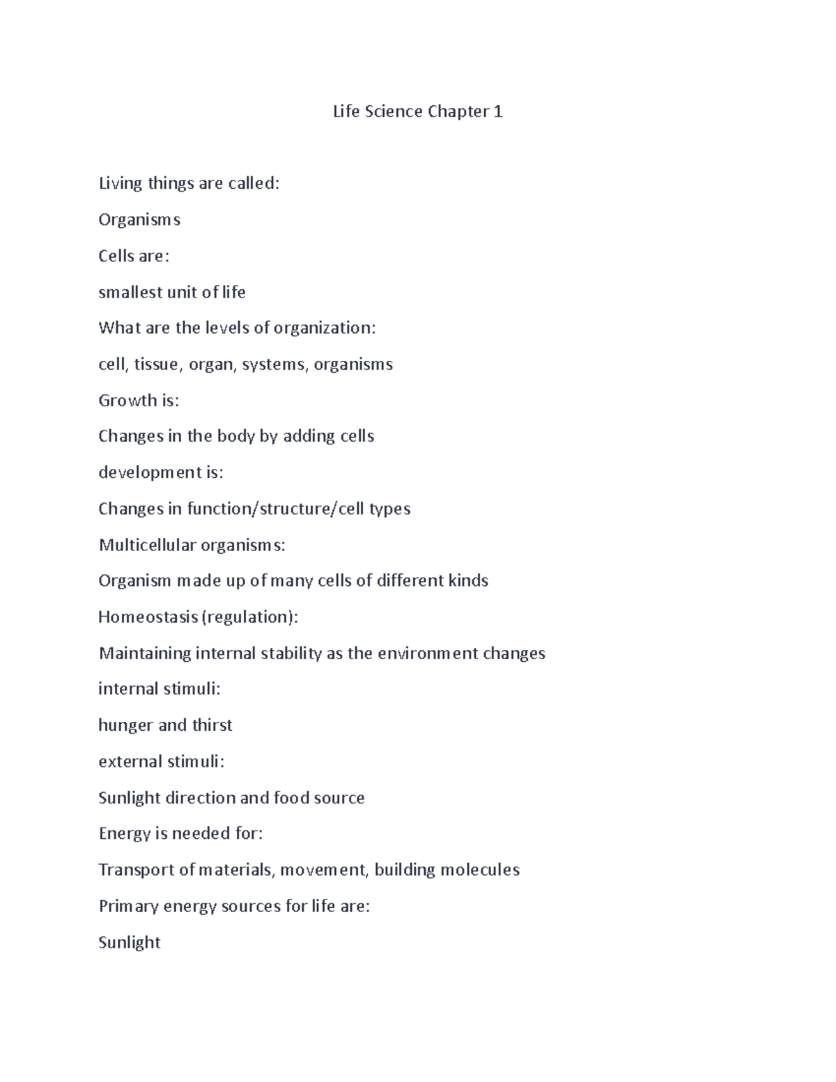 Life Science Chapter 1 Studocu