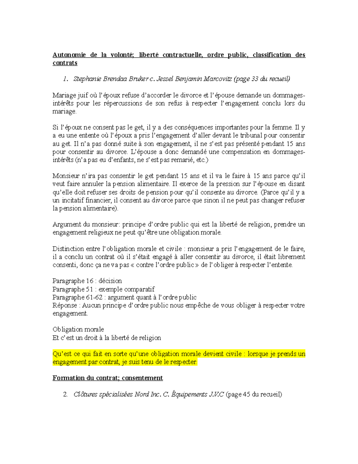 Juris. Oblig intra - Autonomie de la volonté; liberté contractuelle ...
