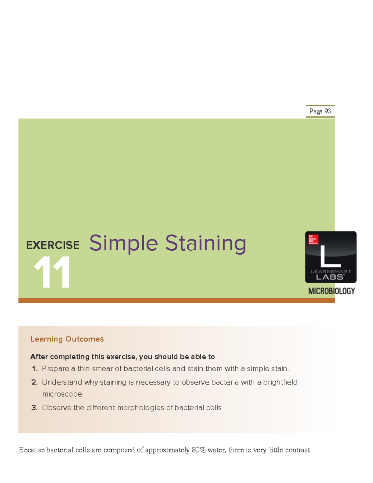 Simple Staining pdf - Page 93 Learning Outcomes Because bacterial cells ...