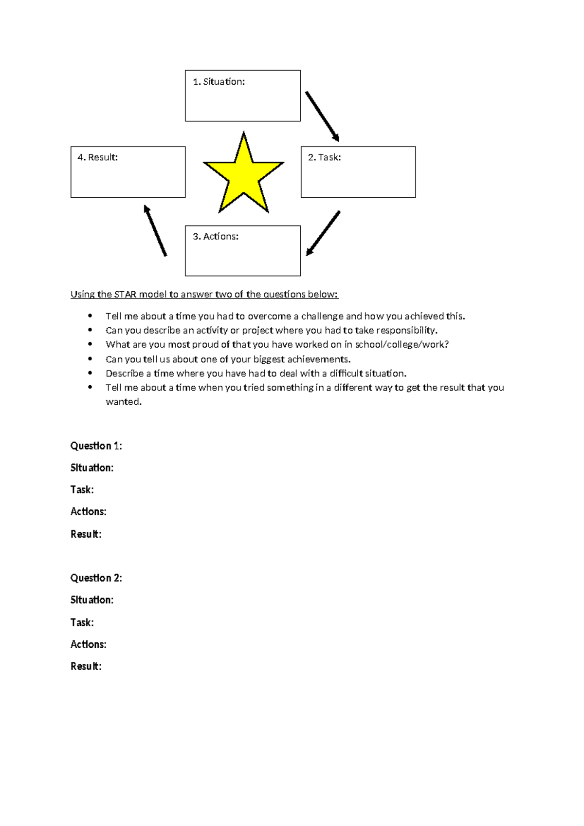04A. STAR assignment - Using the STAR model to answer two of the ...
