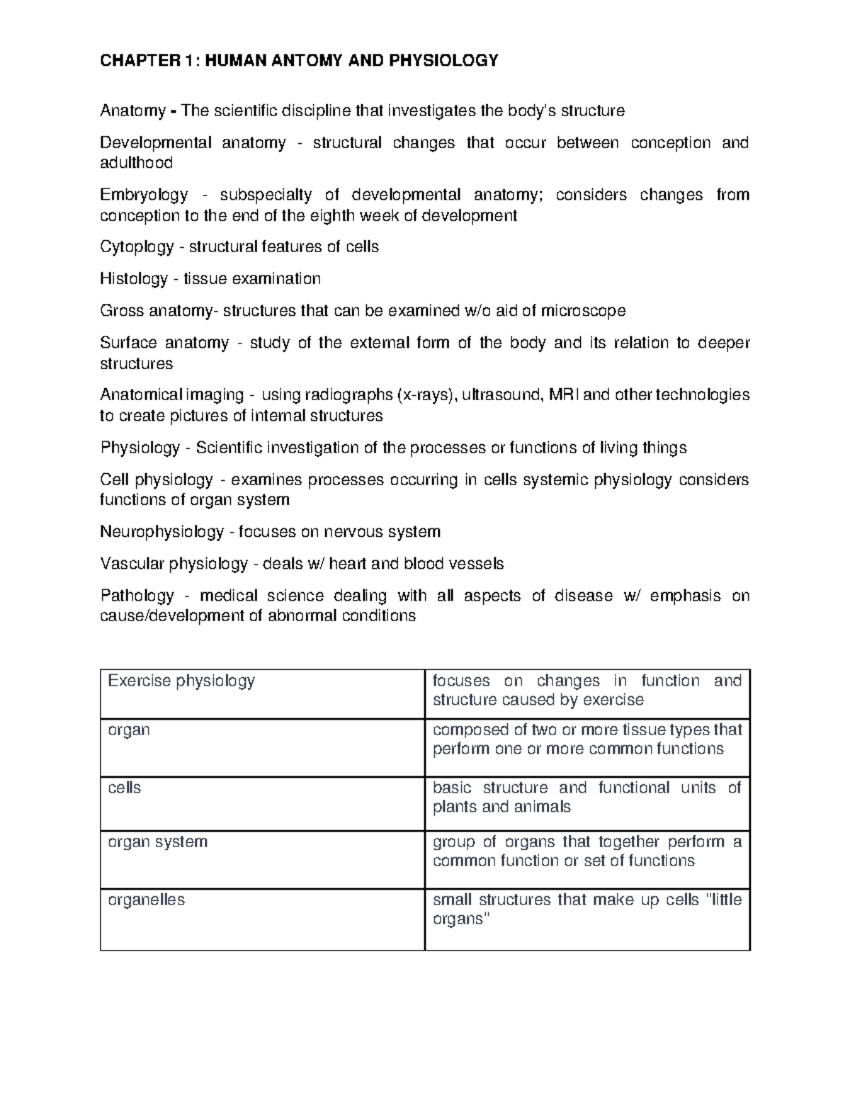 Chapter 1 Human Anatomy AND Physiology Notes - Anatomy - The scientific ...