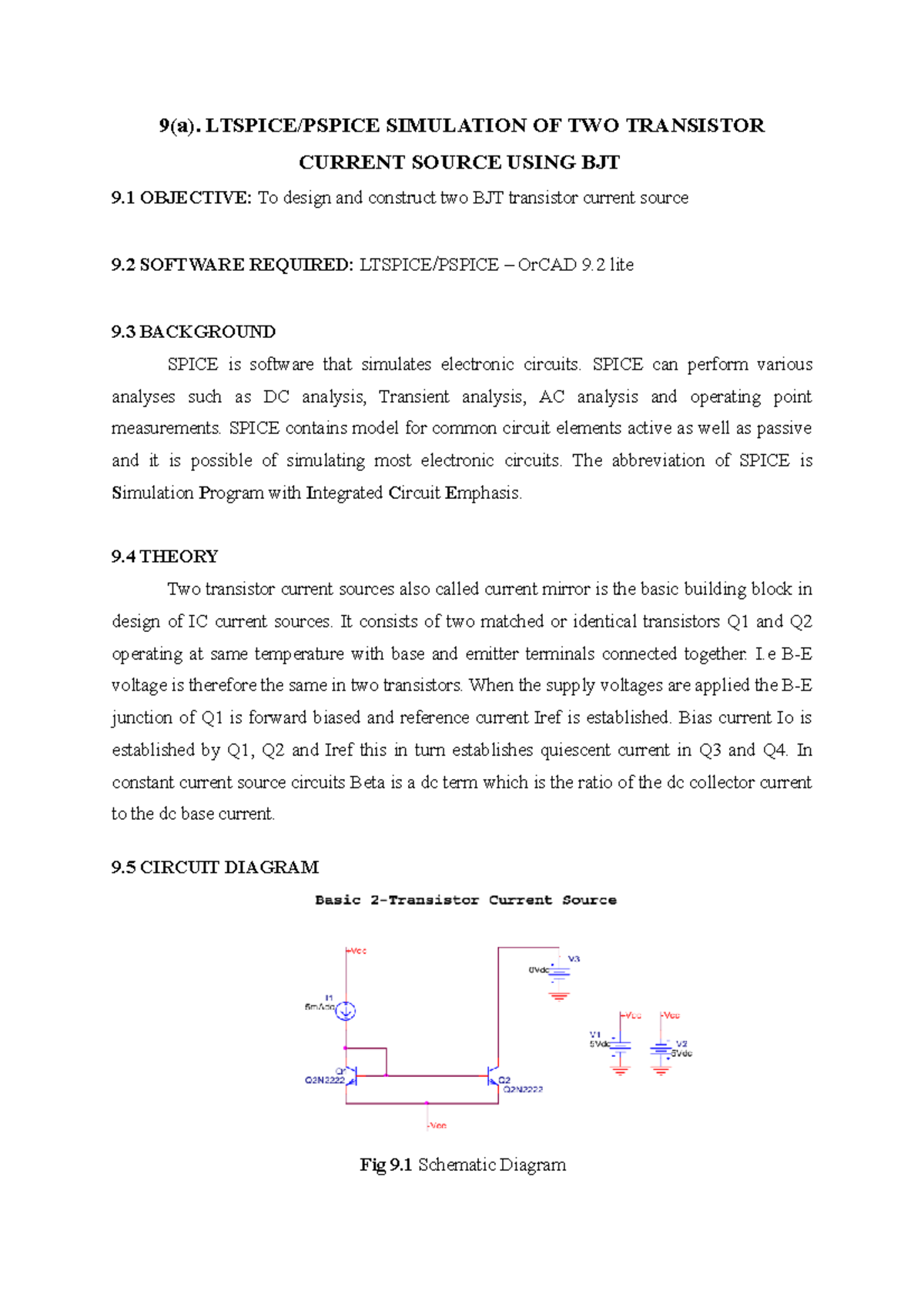 Exp 9 - Note - 9(a). LTSPICE/PSPICE SIMULATION OF TWO TRANSISTOR ...