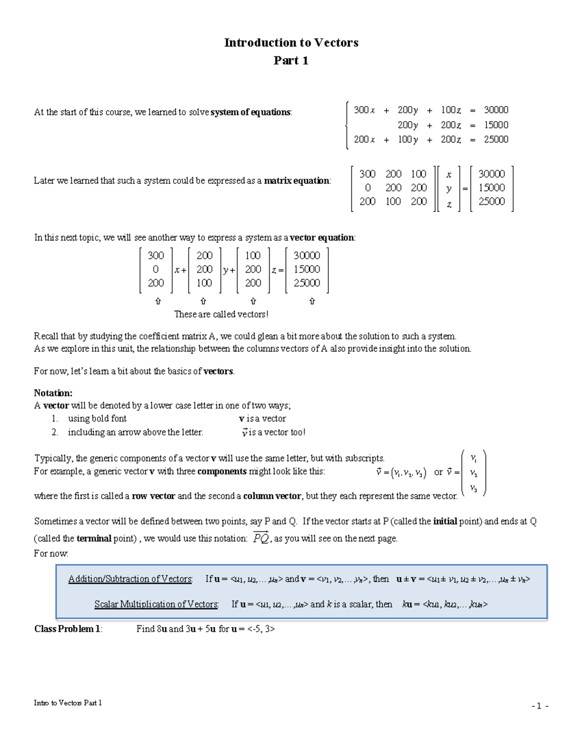 10 Introto Vectors 1 - linear algebra - Intro to Vectors Part 1 ...