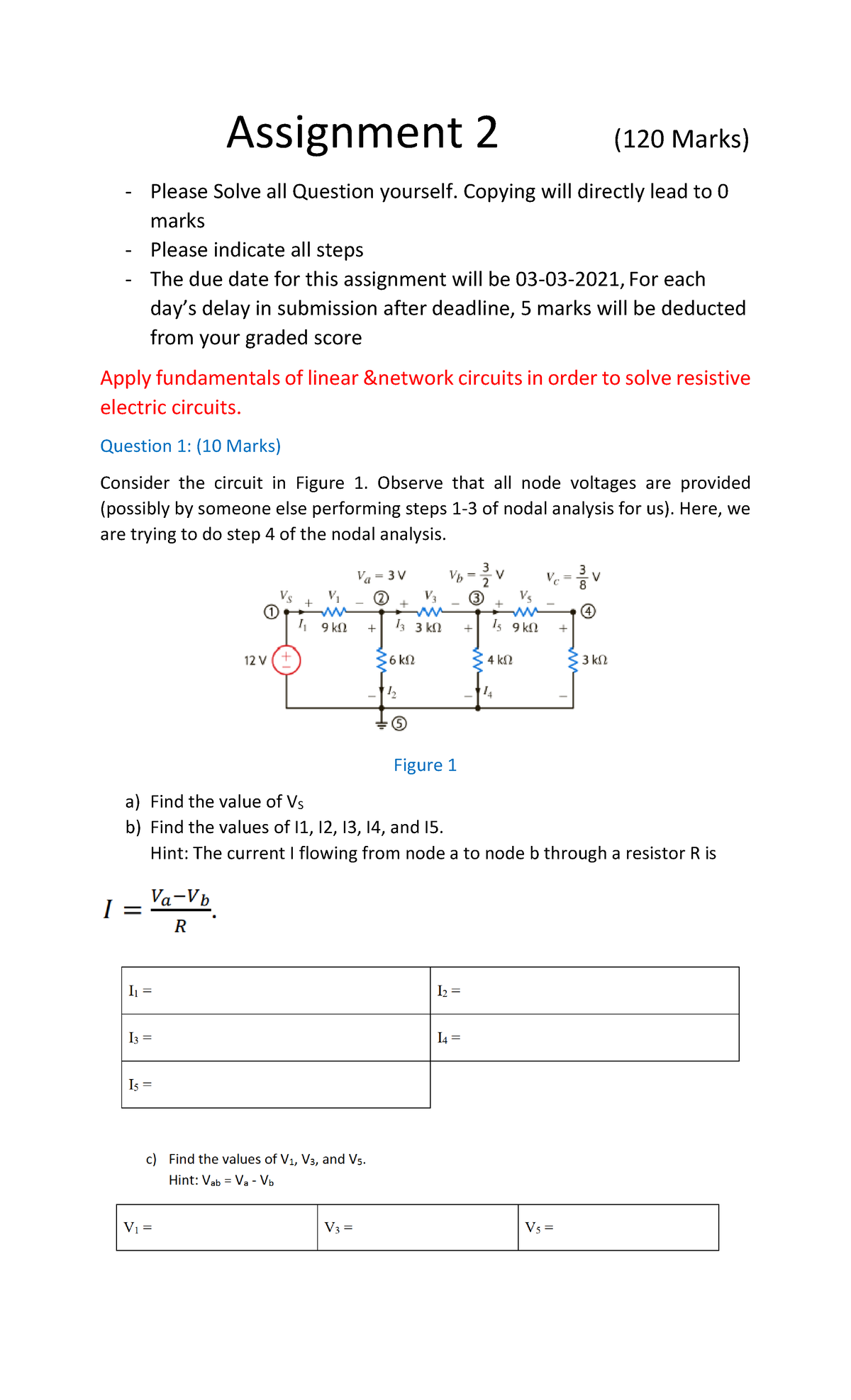 circuit analysis assignment