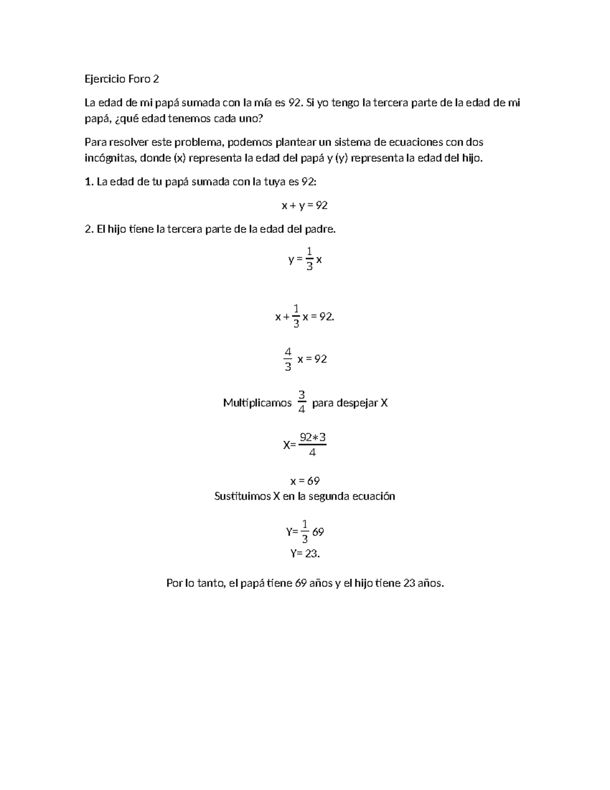 Ejercicio Foro 2 Matemáticas Aplicadas A Los Negocios Ejercicio Foro