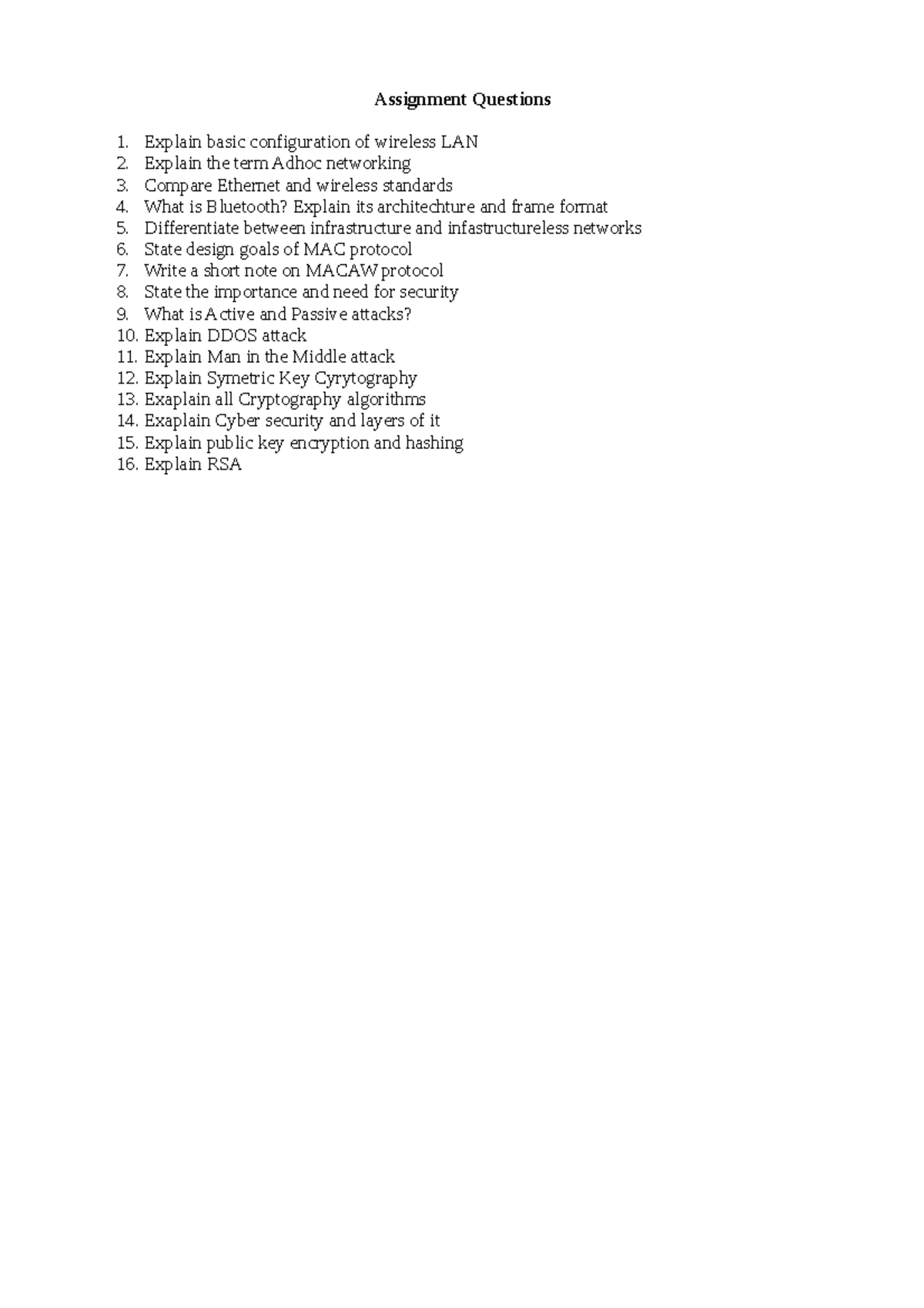 Assignment questions - ..... - Assignment Questions Explain basic ...