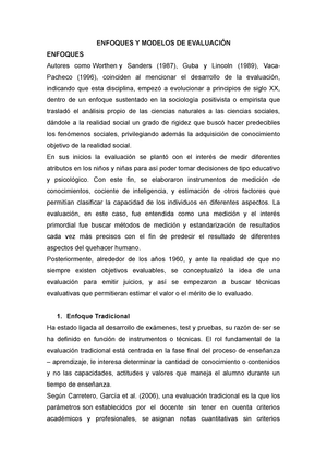 Enfoques Y Modelos De La Evaluacion - ENFOQUES Y MODELOS DE EVALUACIÓN ...