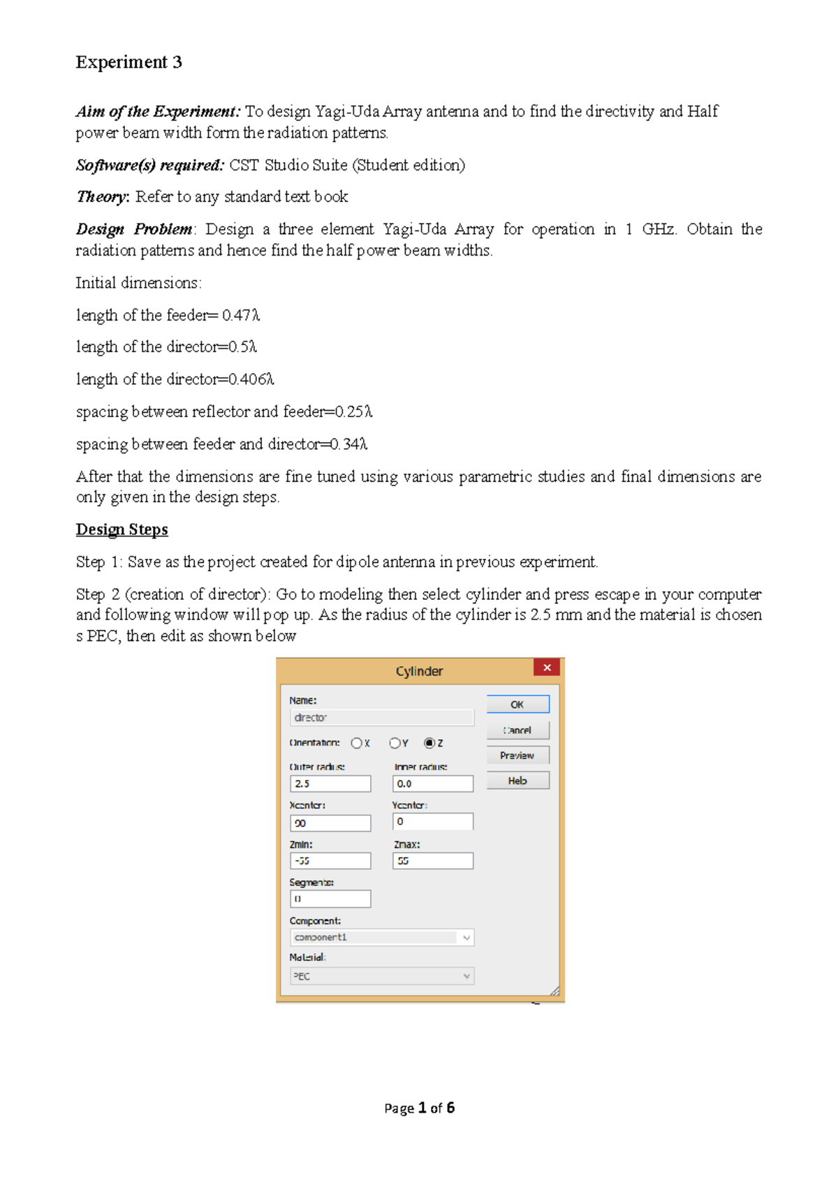 Manual Exp3 Microwave Antenna Lab Aim of the Experiment To design