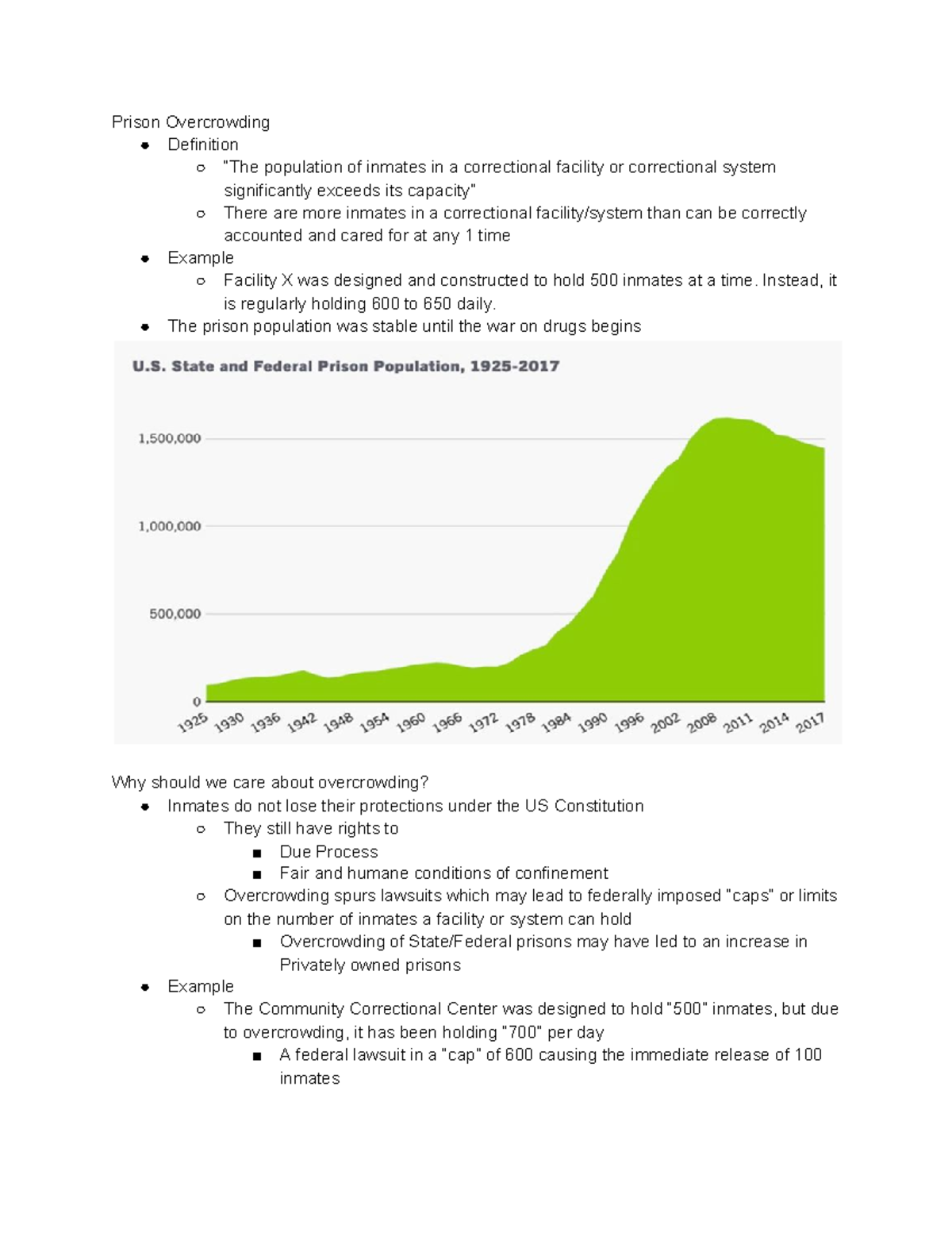 Lecture 1 Prison and Jail Overcrowding Prison Overcrowding Definition “The population of Studocu