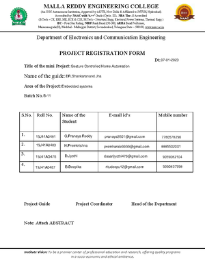 Mini Registration Form - Institute Vision: To be a premier center of ...