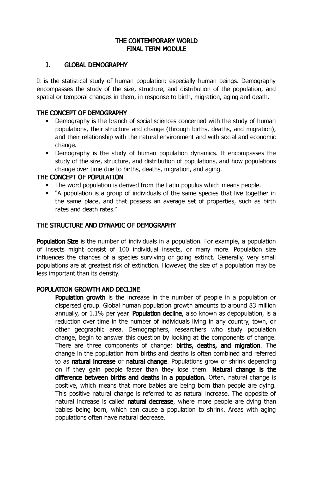 THE- Contemporary- World - THE CONTEMPORARY WORLD FINAL TERM MODULE I ...