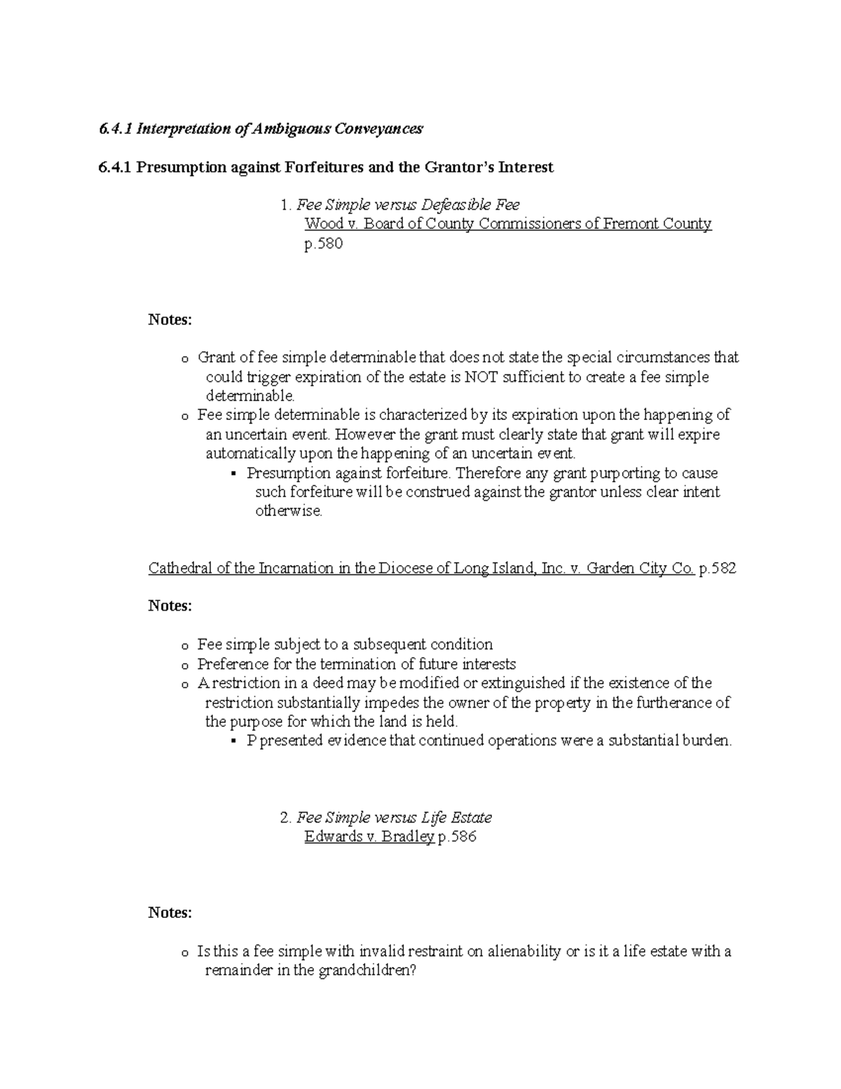Property Law Outline 3 6.4 Interpretation of Ambiguous Conveyances
