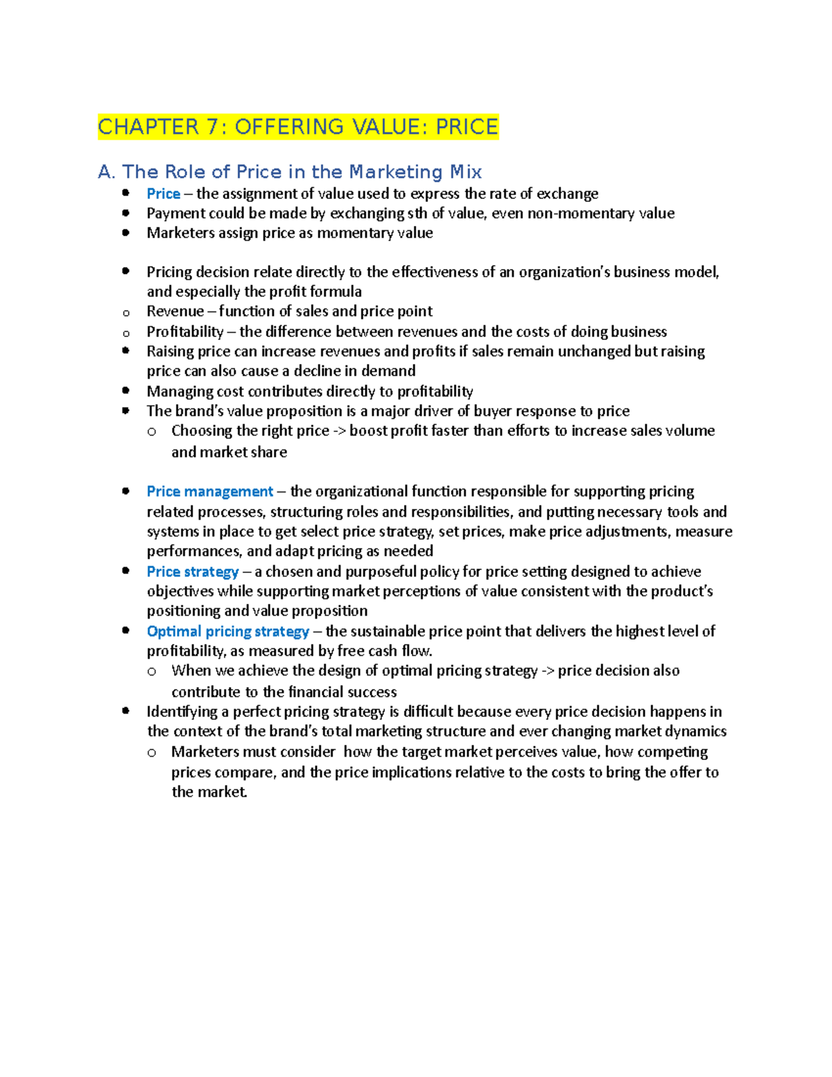 marketing-chapter-7-summary-chapter-7-offering-value-price-a-the