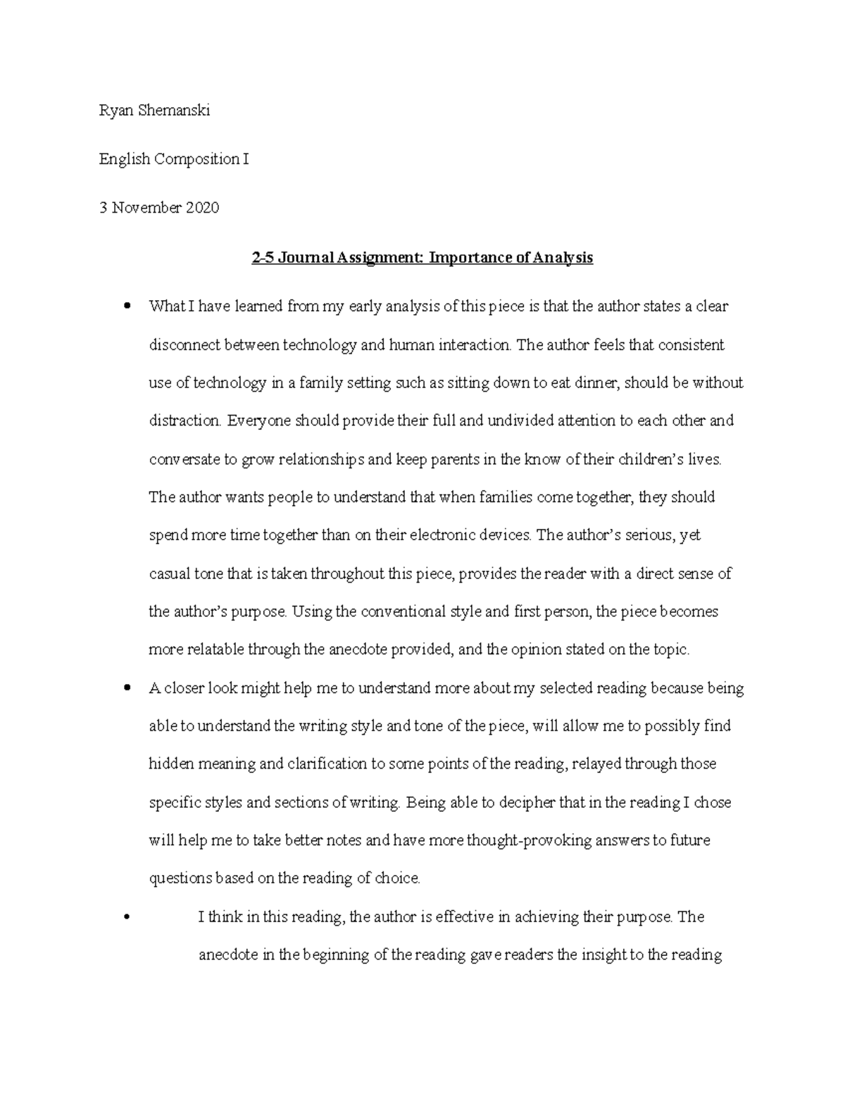2-5 Journal Assignment Ryan Shemanski - Ryan Shemanski English ...