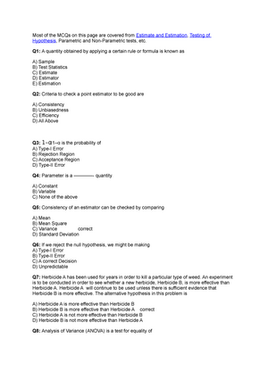 Statits Mcqs - Biostatistics MCQS By Sir Kamran - MCQ’S OF INTRODUCTION ...