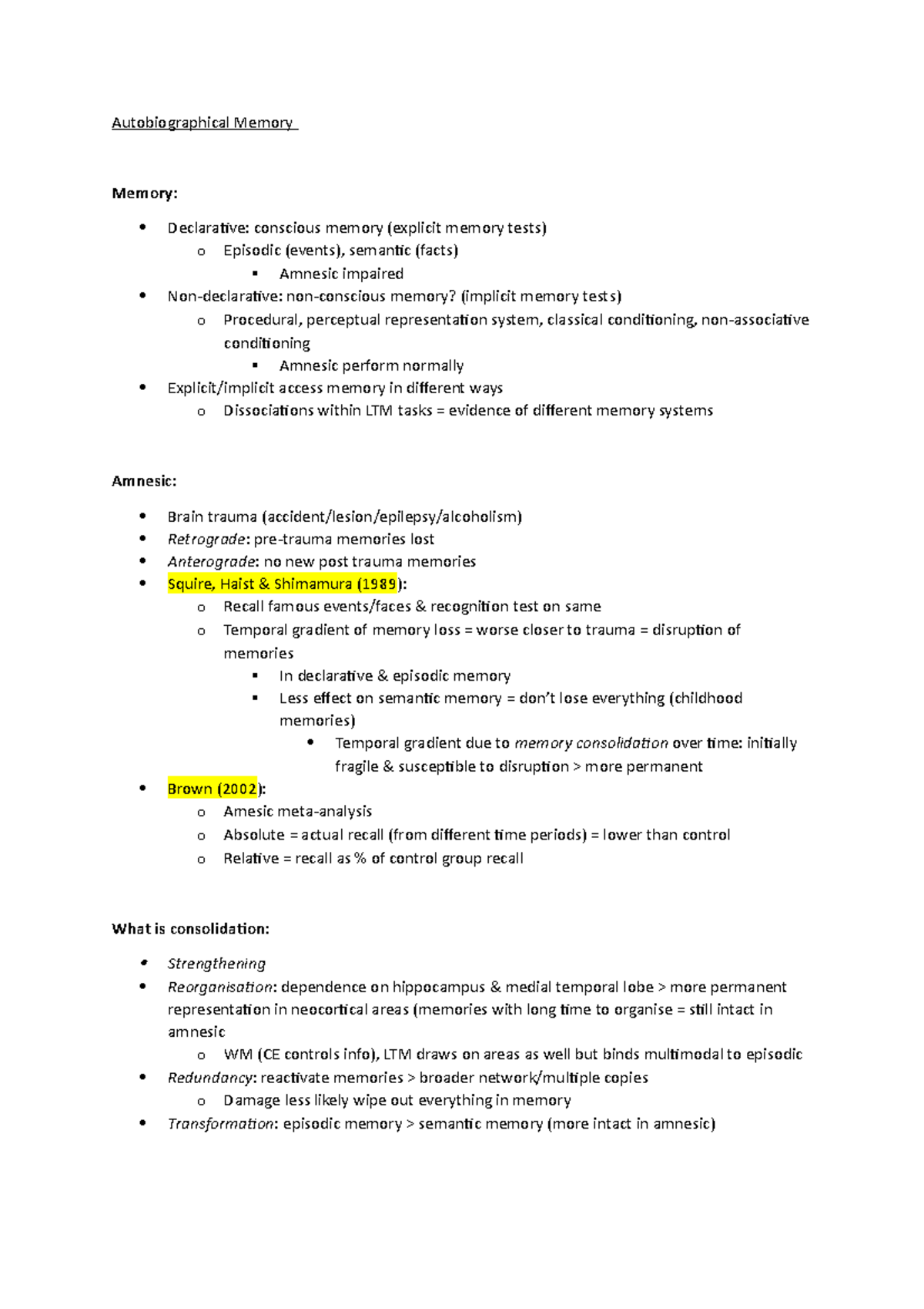 Autobiographical Memory (ii) - Autobiographical Memory Memory ...