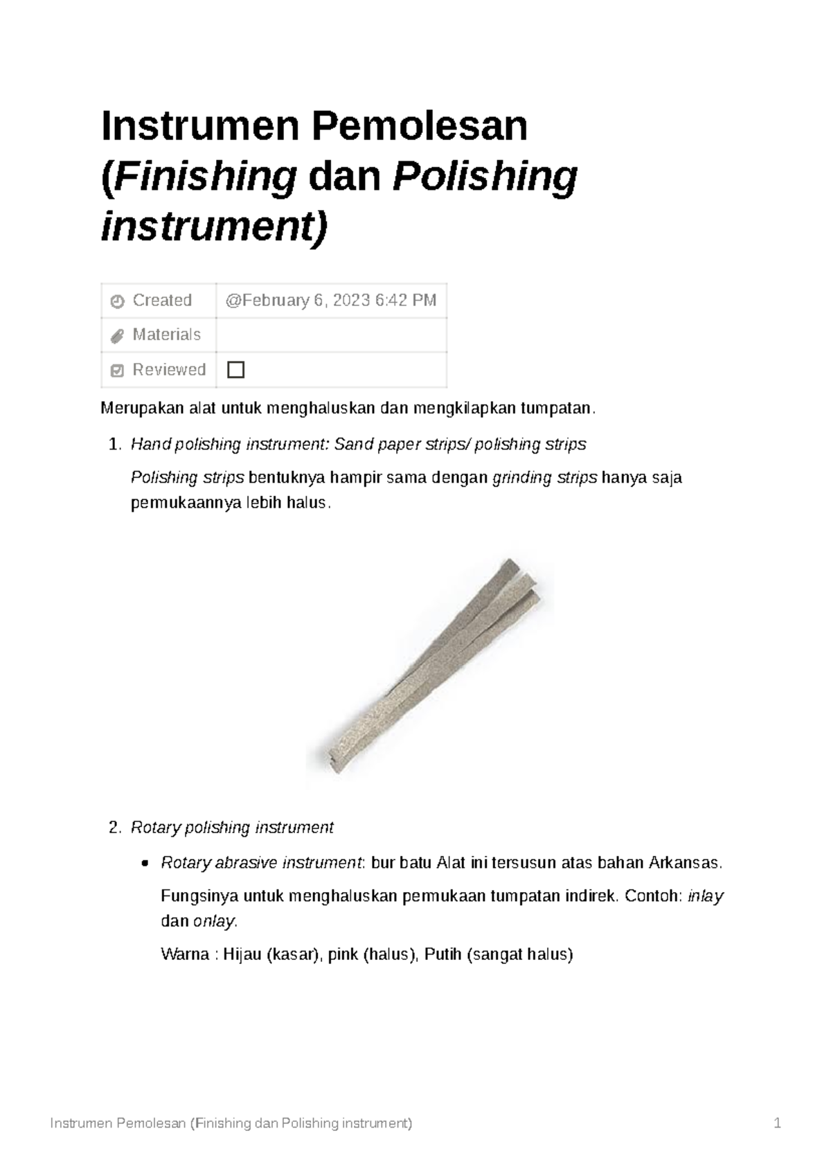 Instrumen Pemolesan (Finishing dan Polishing instrument) - Instrumen ...