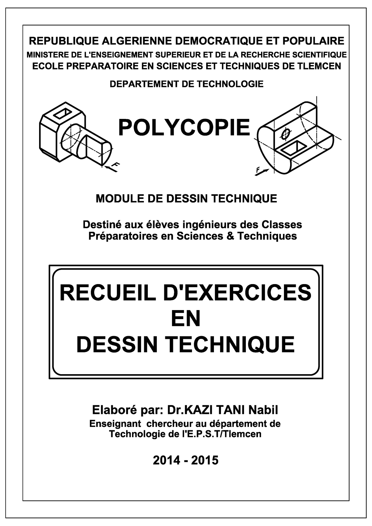 Recueil Exercices En Dessin Industriel - Génie Industriel Et ...