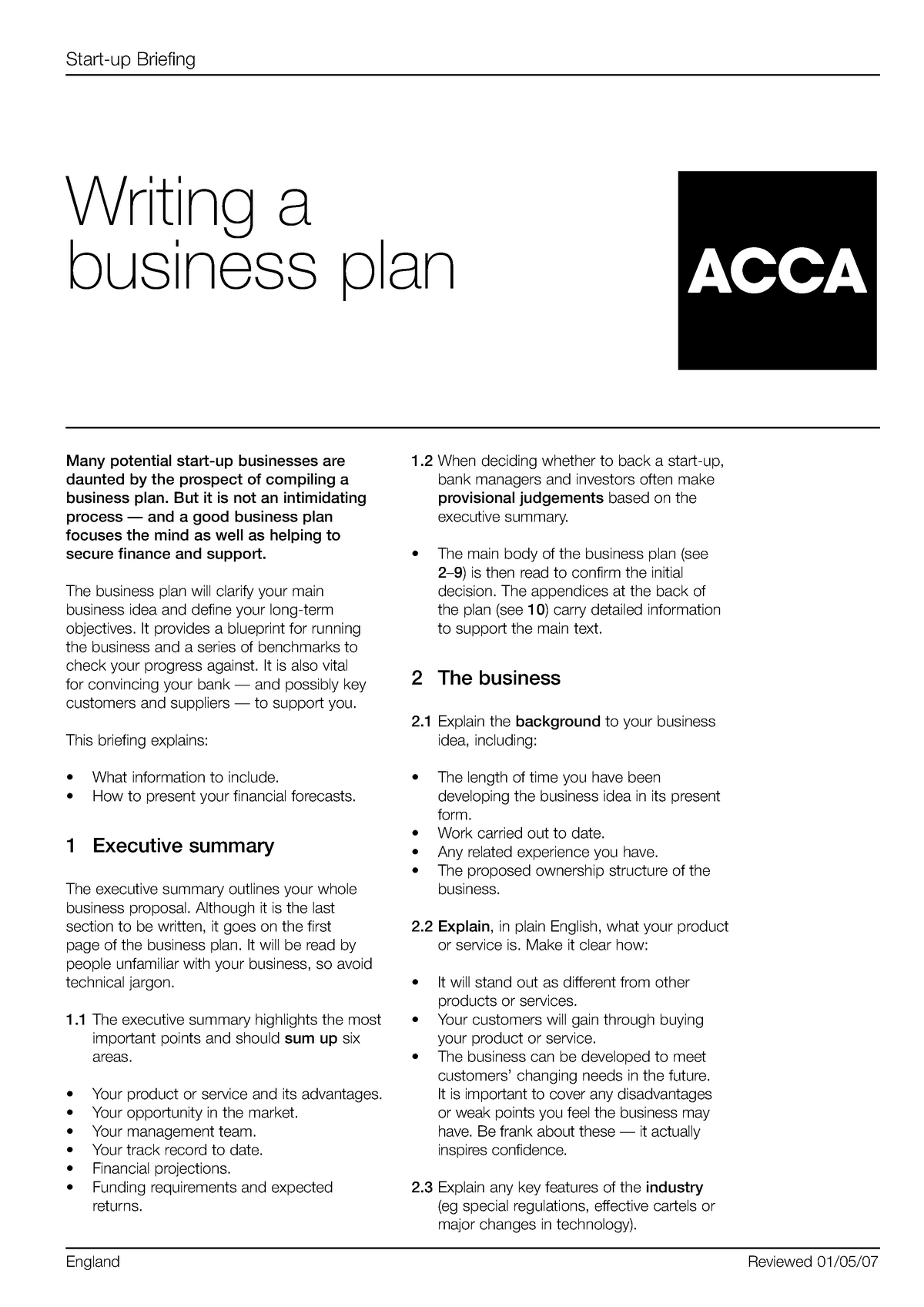 Writing A Business Plan - Many potential start-up businesses are ...