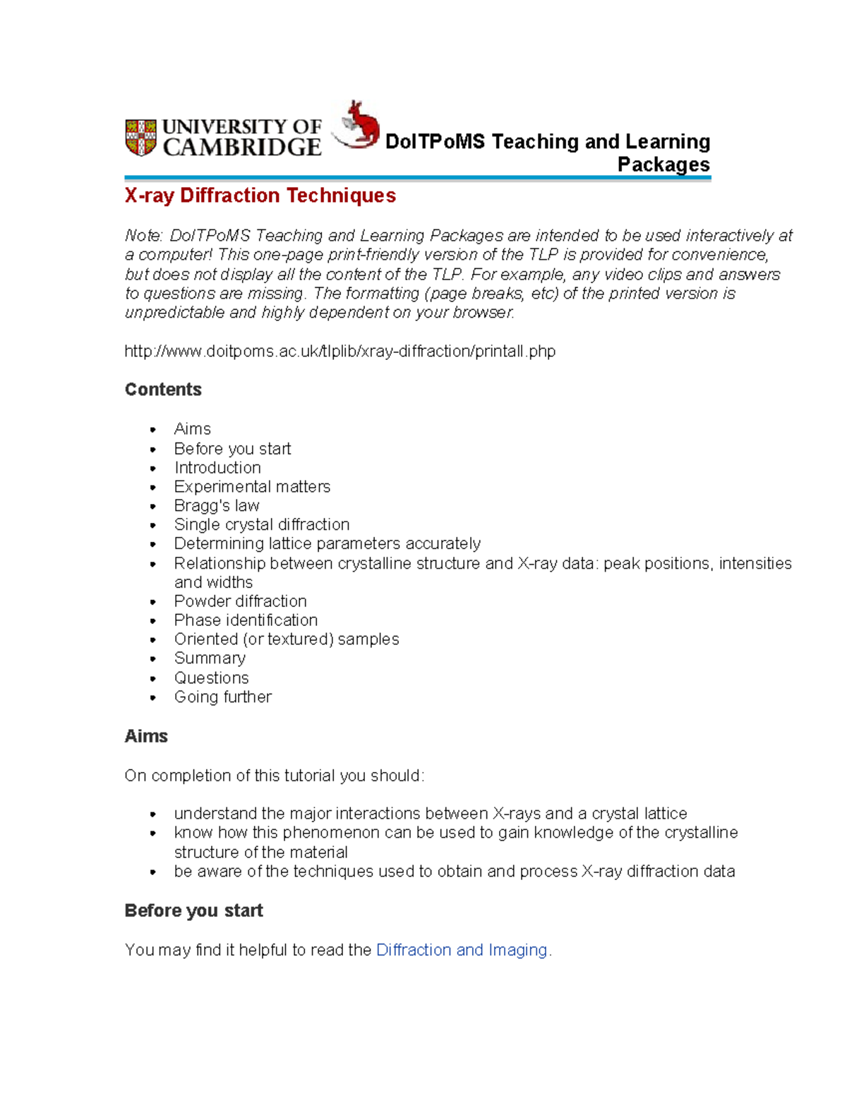 78223772 X Ray Diffraction Techniques - DoITPoMS Teaching and Learning ...
