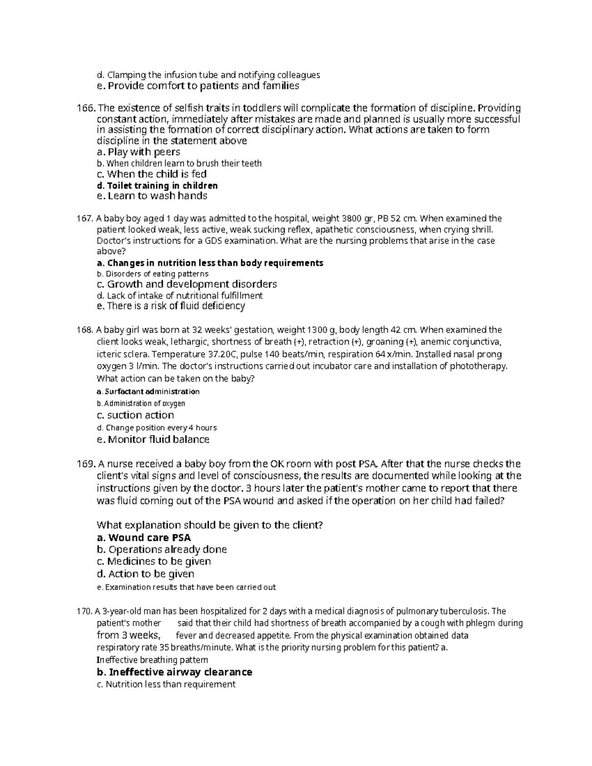 Materials of CTE - Nursing - d. Clamping the infusion tube and ...