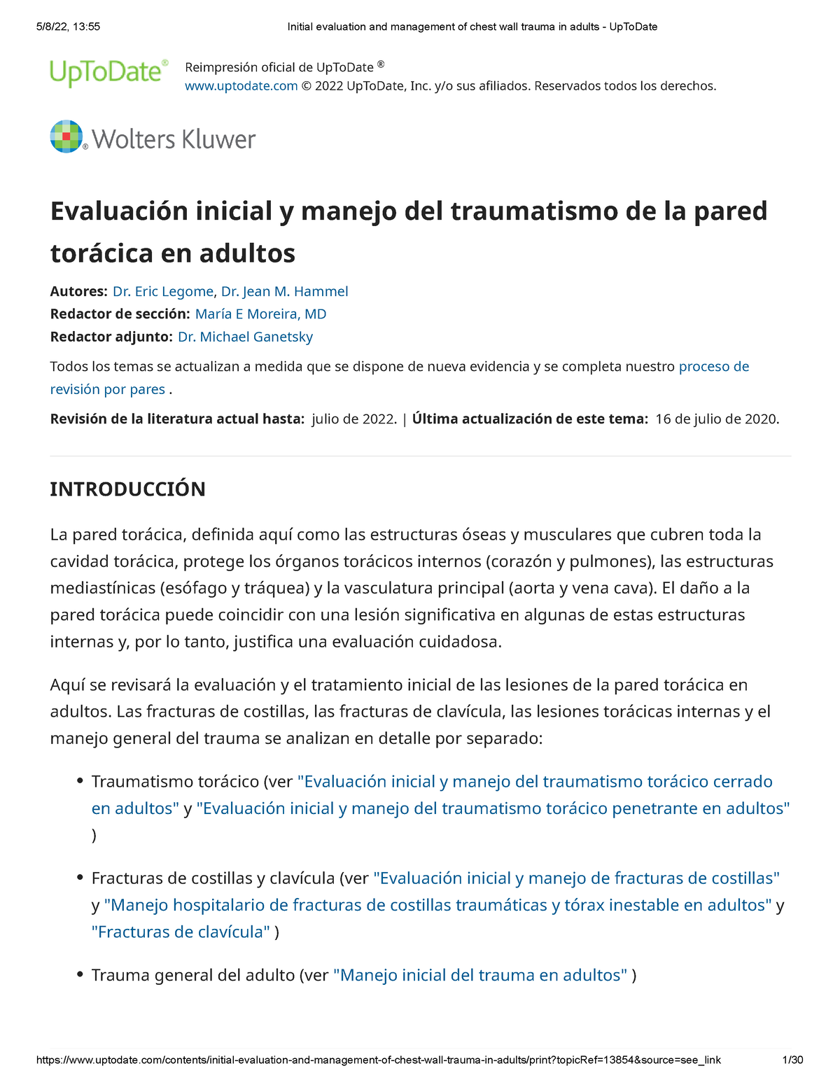 Initial Evaluation And Management Of Chest Wall Trauma In Adults - Up ...