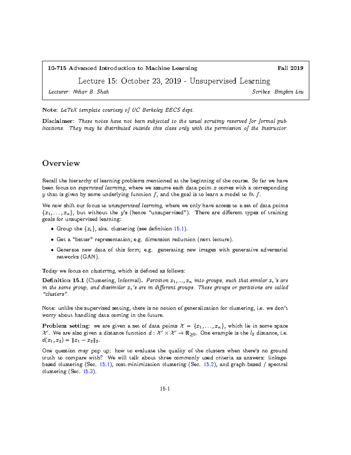 10-23 - good notes - 10-715 Advanced Introduction to Machine Learning ...