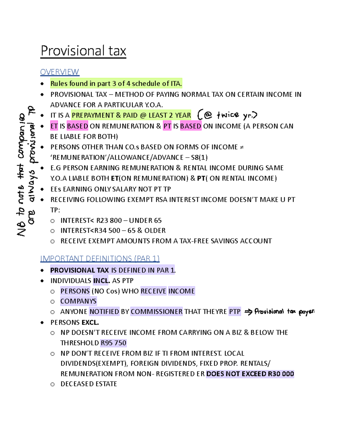 Provisional tax - Provisional tax OVERVIEW Rules found in part 3 of 4 ...