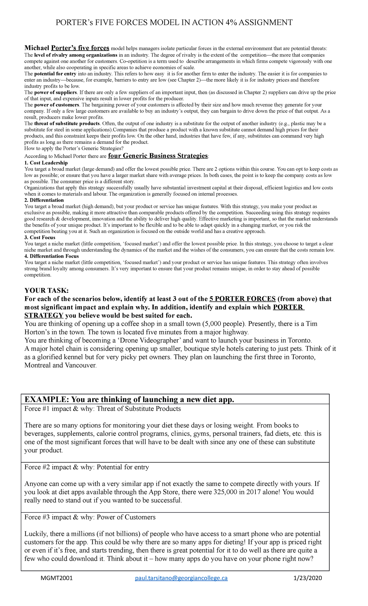 CH4 - Porter 5 Forces - Michael Porter’s five forces model helps ...