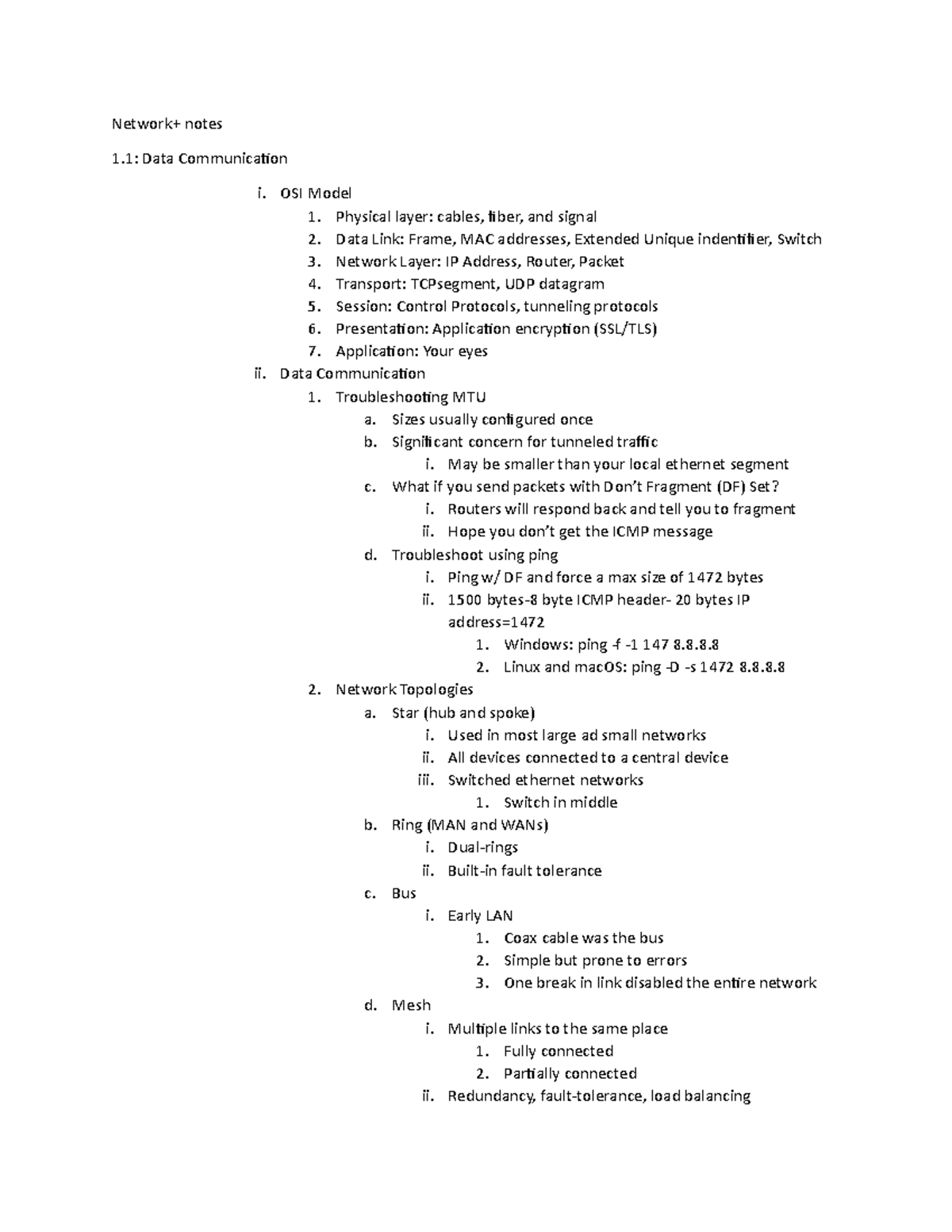 Network - OSI Model 1. Physical layer: cables, fiber, and signal 2 ...